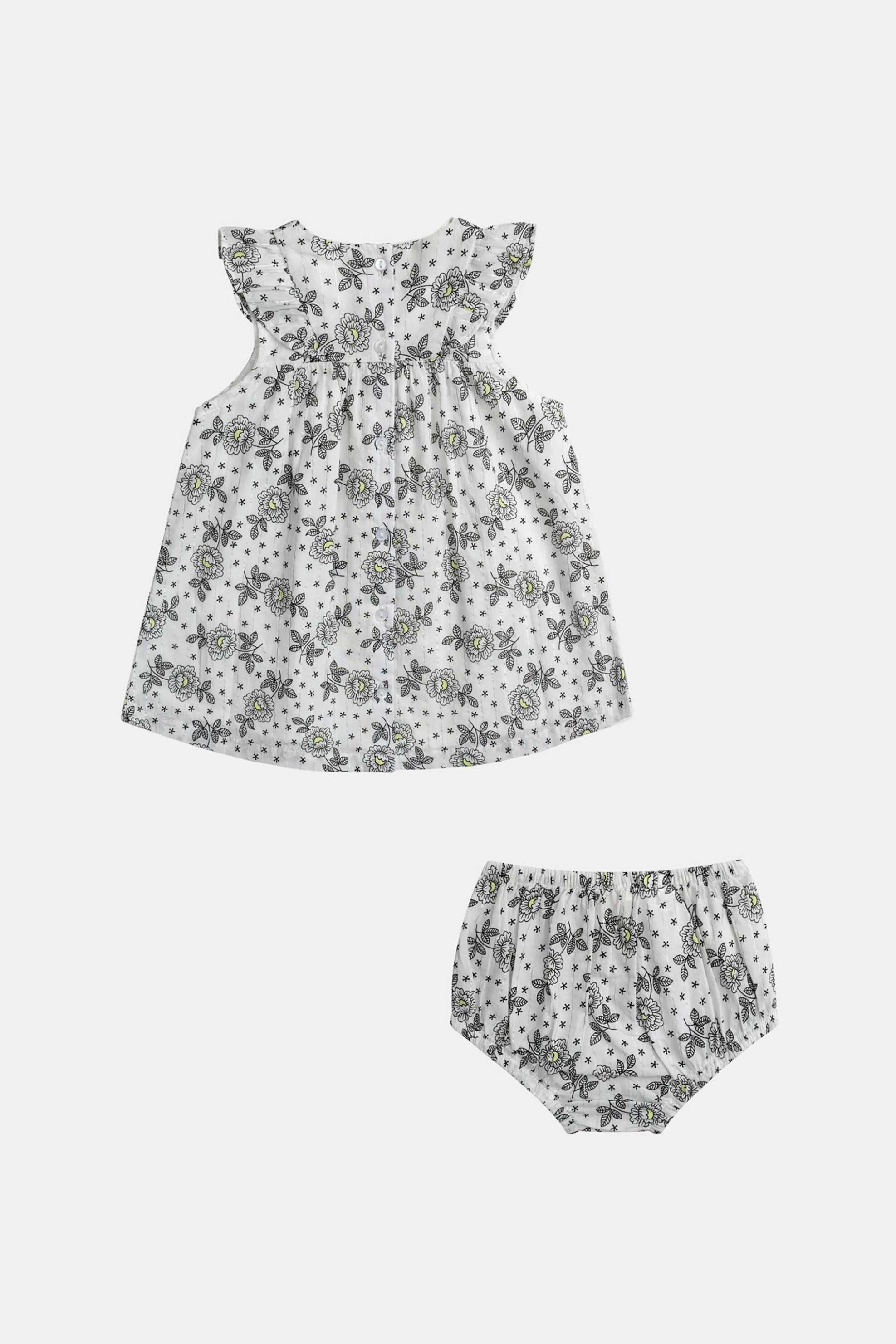 DPAM βρεφικό αμάνικο φόρεμα με βρακάκι για κορίτσια "Black Pattern" - 373390 Λευκό φωτογραφία