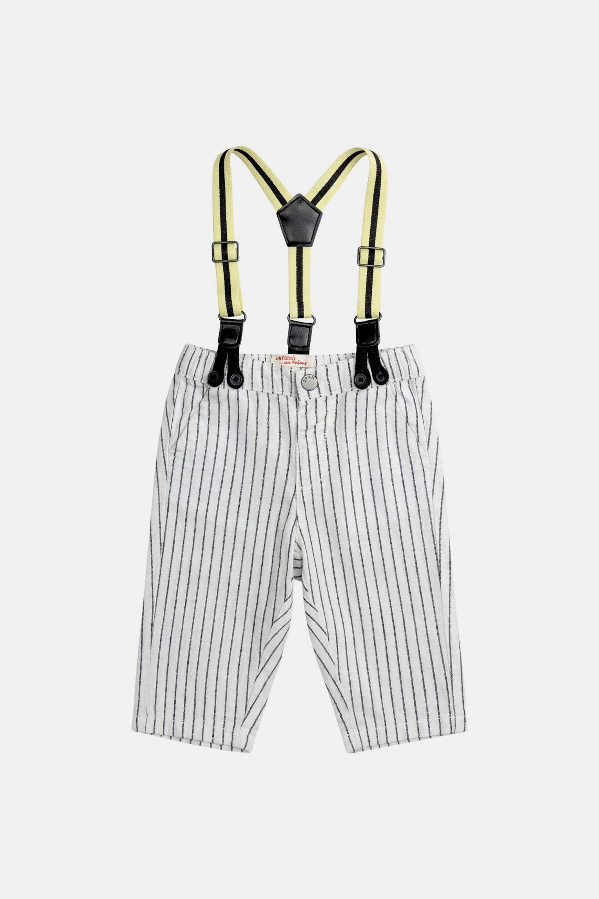 DPAM βρεφικό παντελόνι με τιράντες για αγόρια "Striped Twist" - 373426 Λευκό