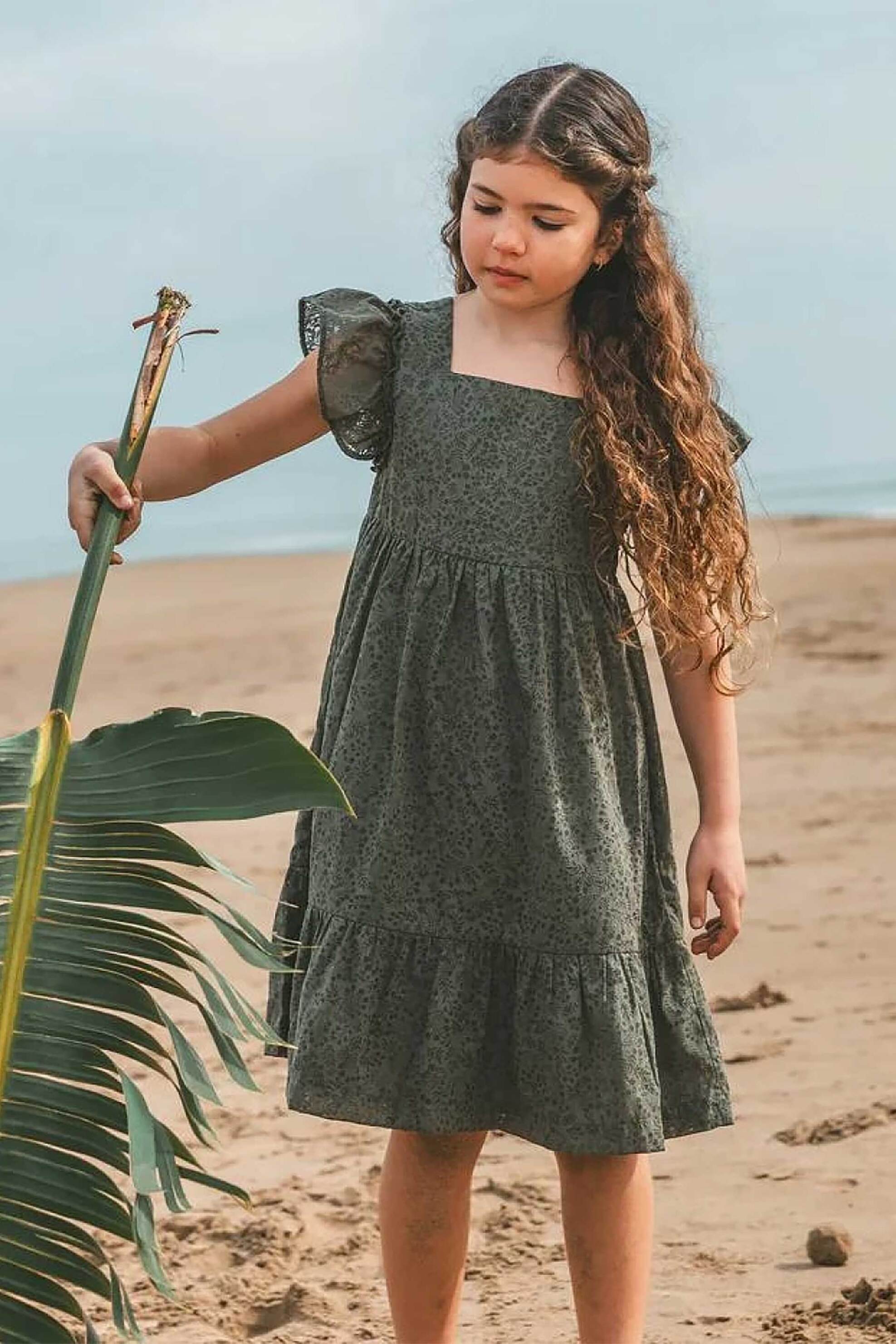 DPAM παιδικό φόρεμα για κορίτσια "Flowy Green" - 375872 Χακί