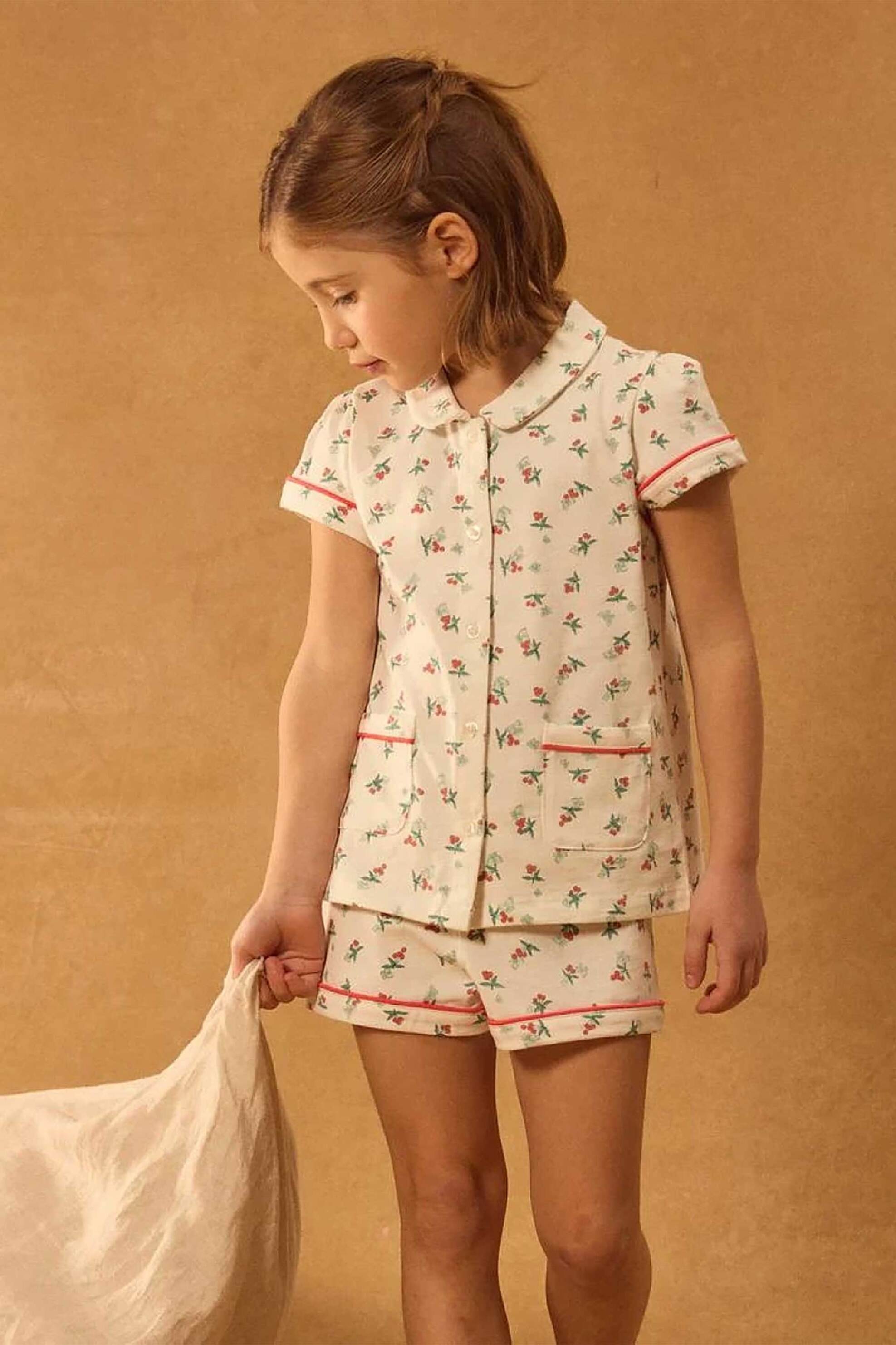 DPAM σετ παιδικές πιτζάμες για κορίτσια "Vintage Cherries" - 376274 Λευκό