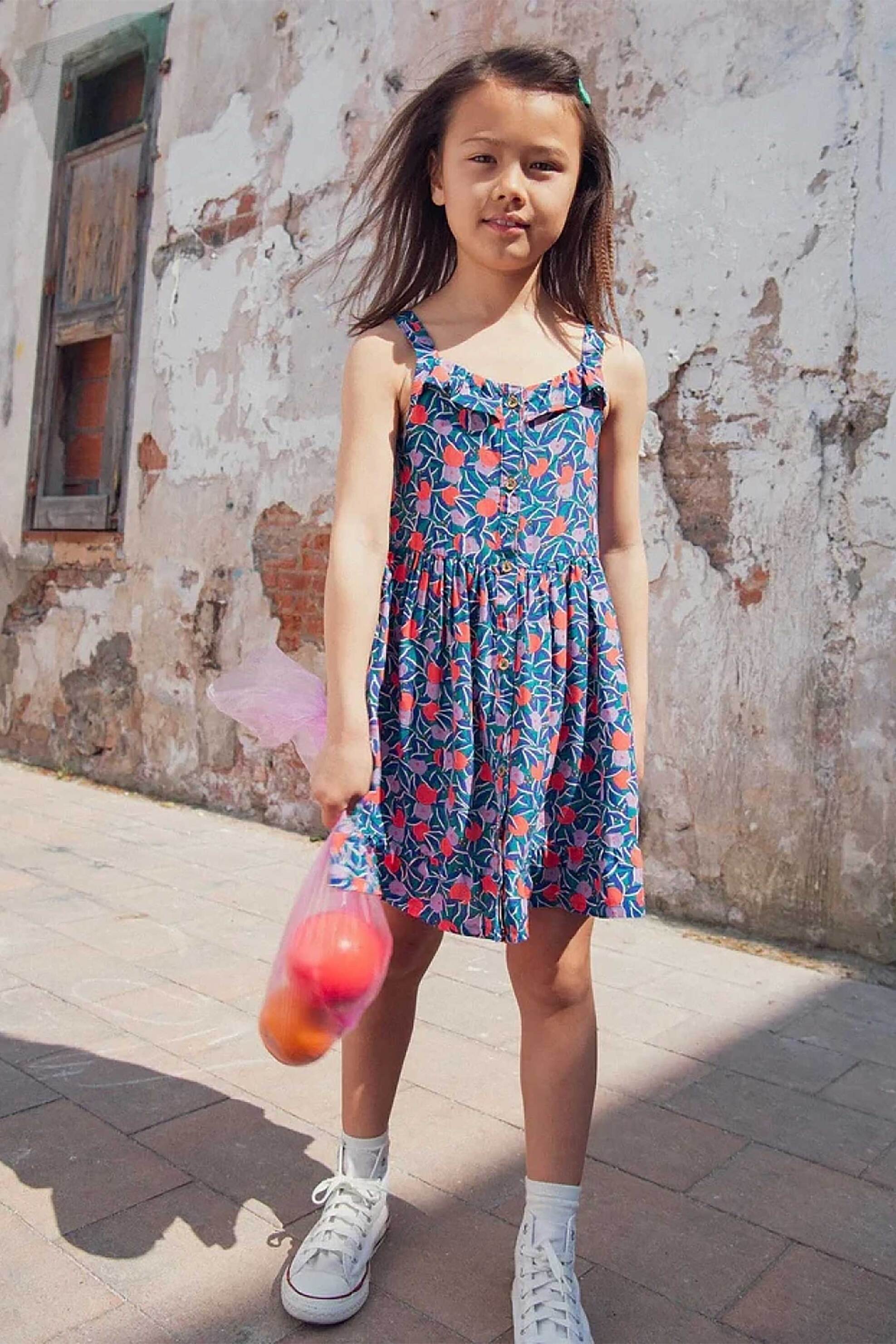 DPAM παιδικό φόρεμα για κορίτσια "Dense Floral" - 377034 Μπλε Σκούρο