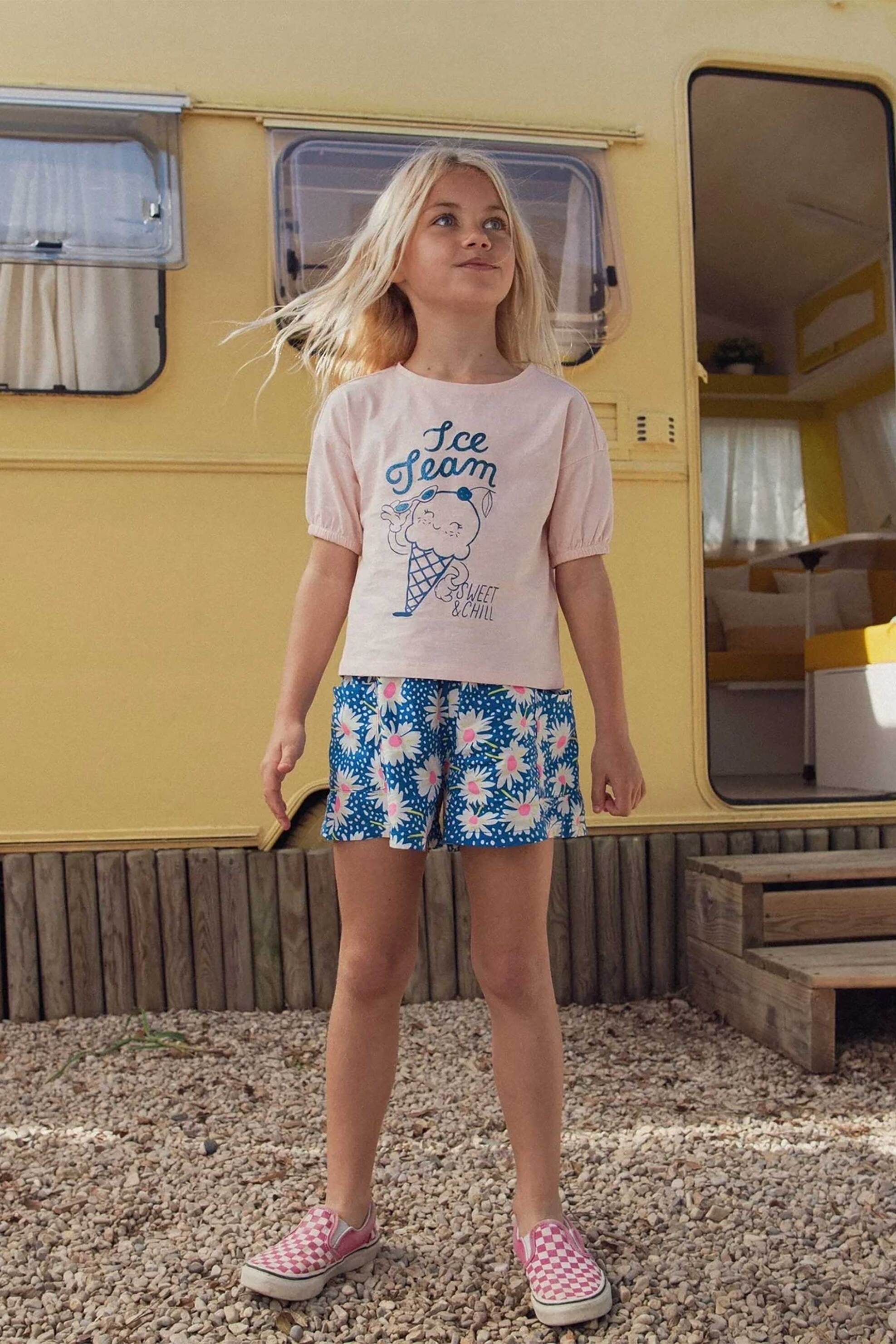 DPAM παιδικό σορτς για κορίτσια "Summer Daisies" - 377804 Μπλε