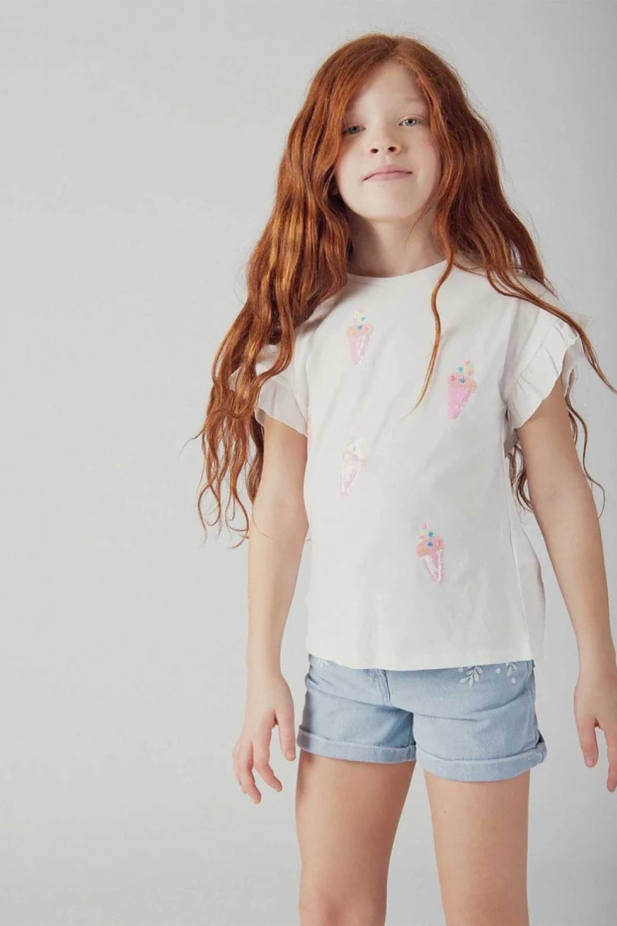 DPAM παιδικό denim σορτς για κορίτσια "Light Flowers" - 377833 Denim Blue