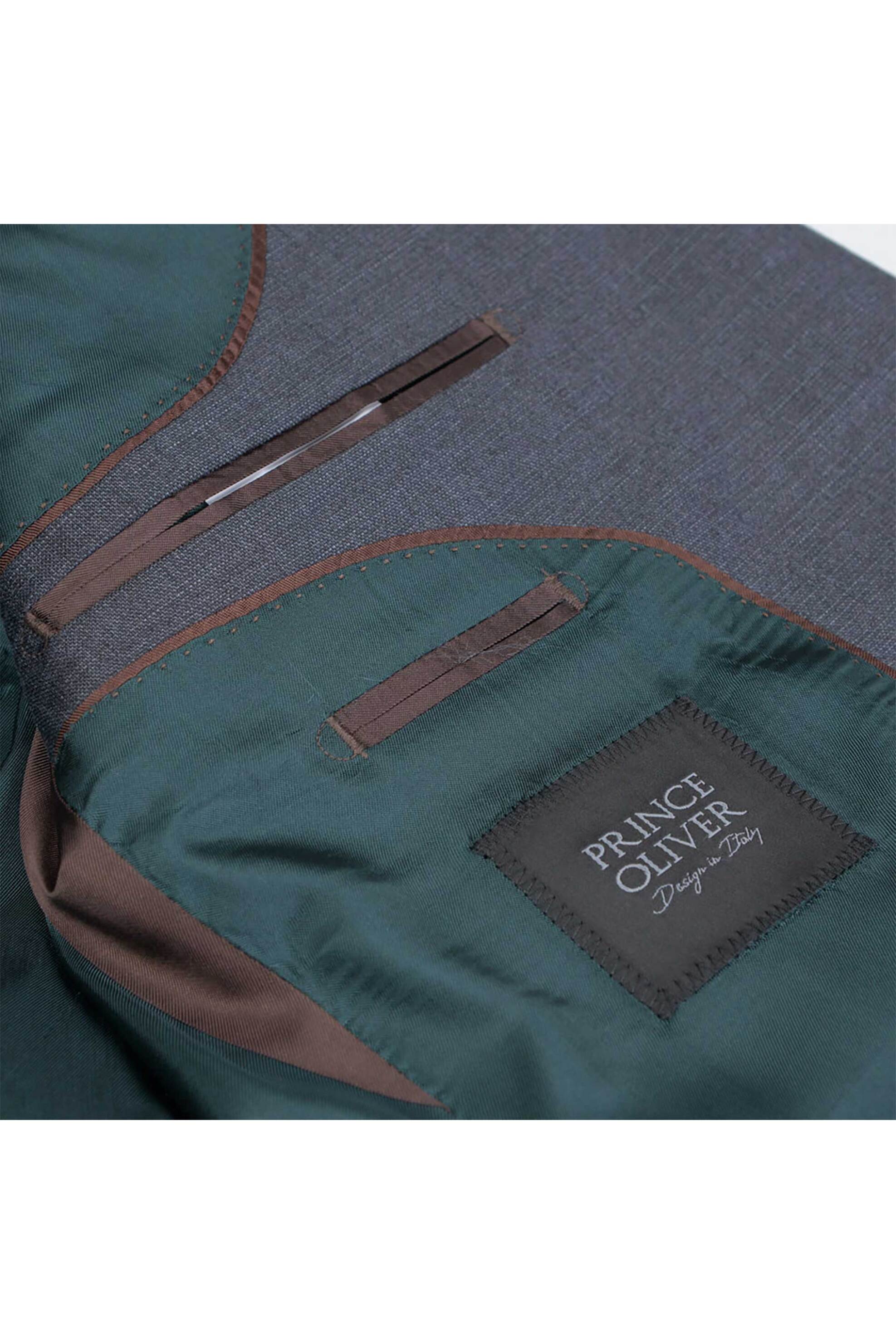 Prince Oliver ανδρικό κοστούμι μονόχρωμο Modern Fit - 12989049 Γκρι φωτογραφία