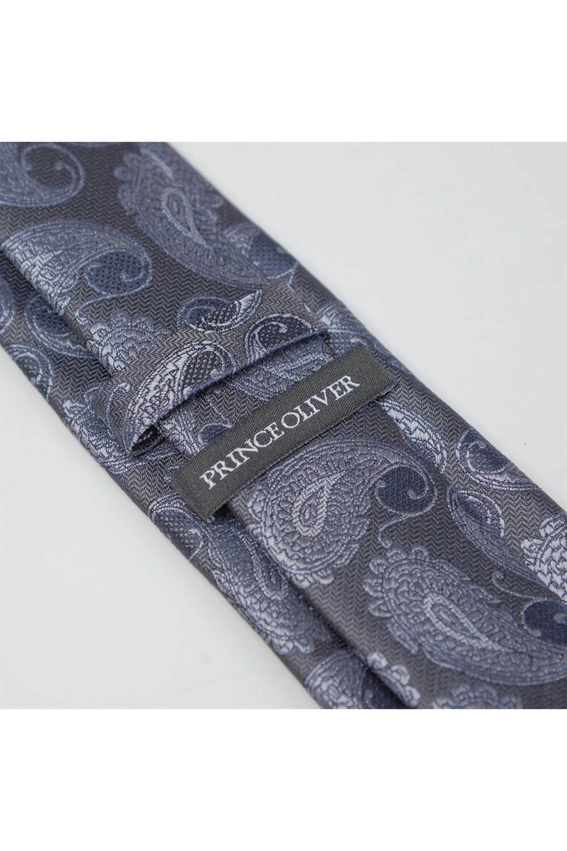 Prince Oliver ανδρική γραβάτα με paisley pattern - 17111052 Γκρι φωτογραφία