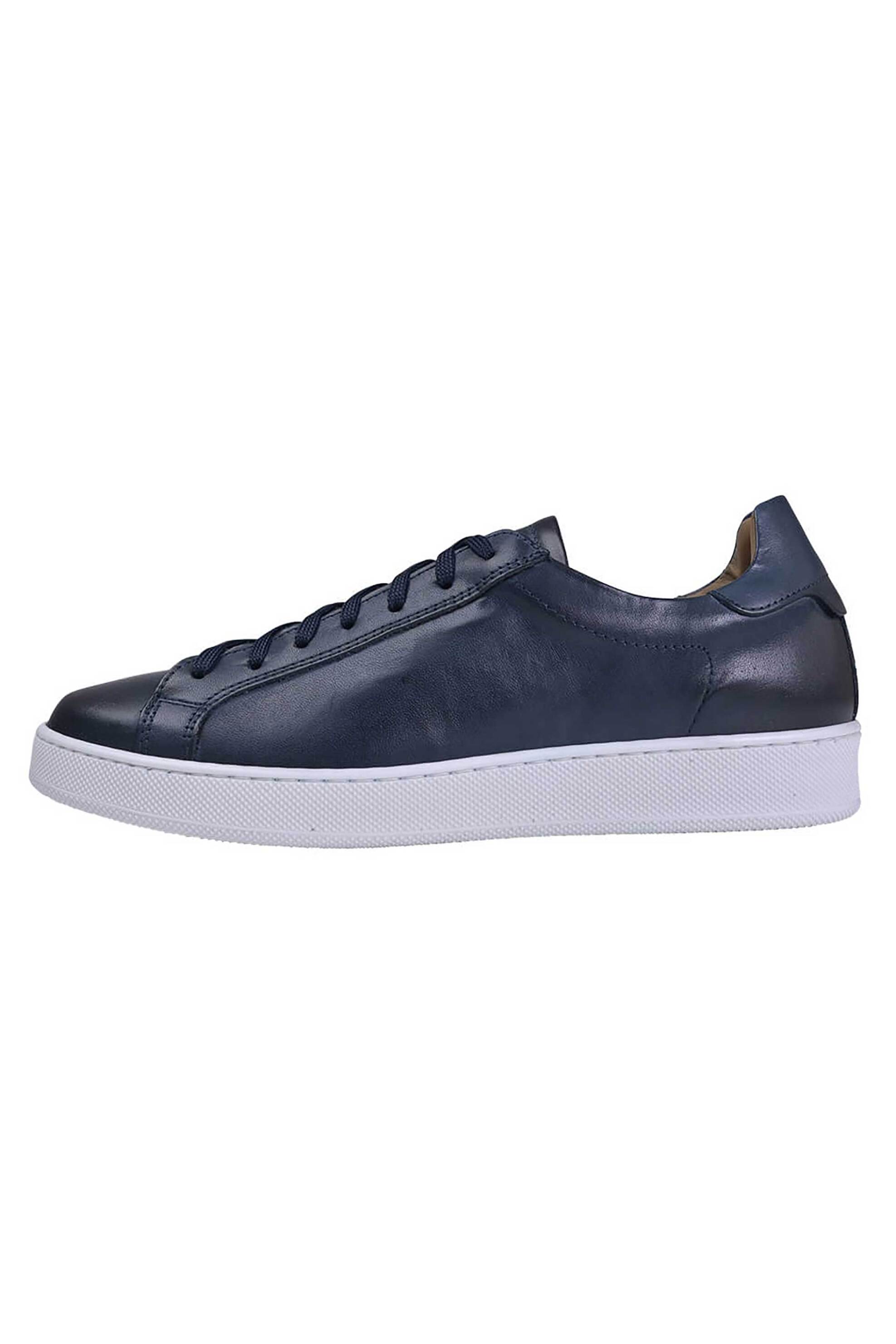 Prince Oliver ανδρικά δερμάτινα sneakers "Low Top" - 13795118 Μπλε Σκούρο