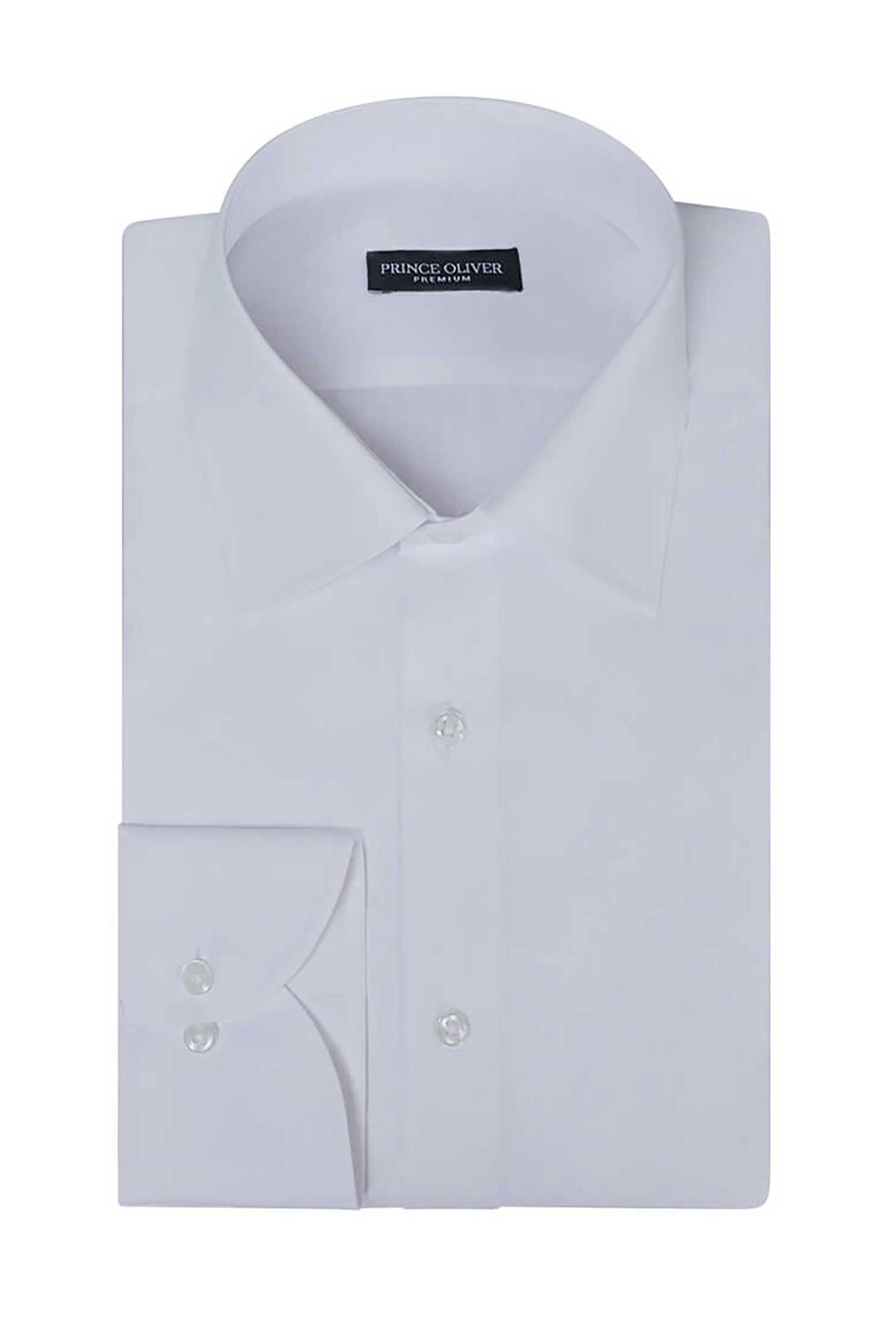PRINCE OLIVER Prince Oliver ανδρικό πουκάμισο μονόχρωμο Modern Fit "Superior" - 20049216 Λευκό