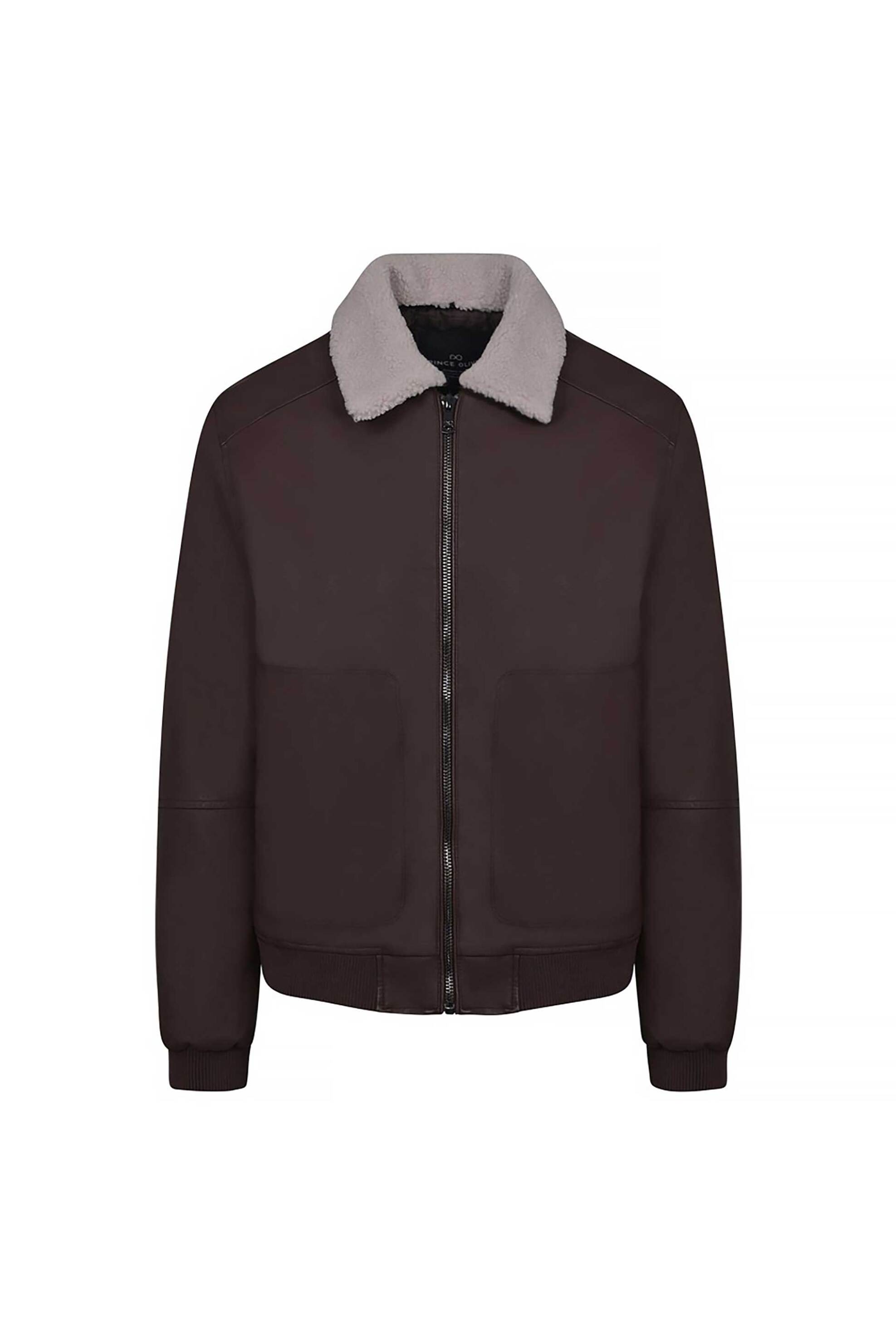 Prince Oliver ανδρικό jacket Aviator με όψη δέρματος - 40941014 Καφέ