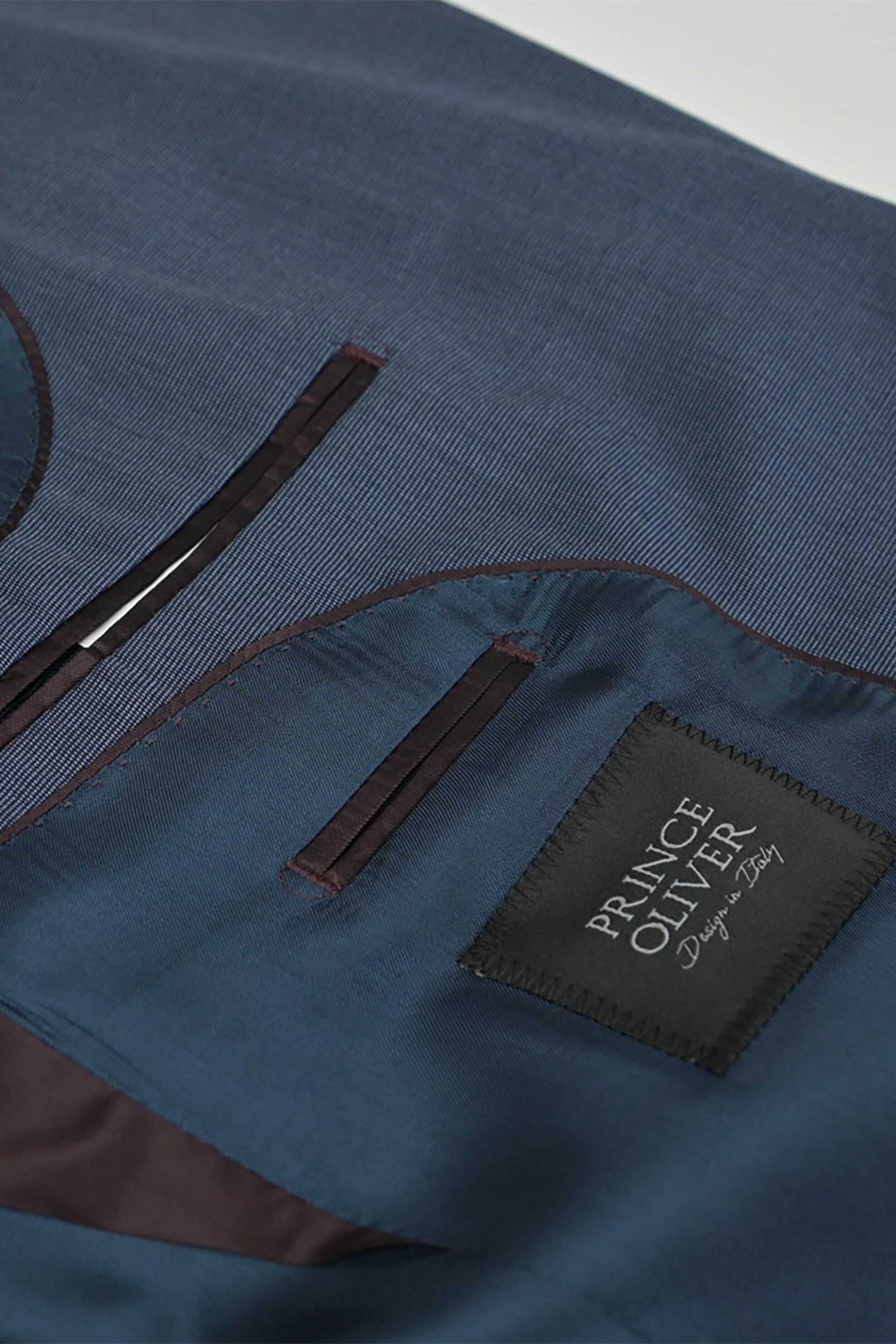 Prince Oliver ανδρικό σακάκι μονόχρωμο Modern Fit - 11989043 Μπλε φωτογραφία