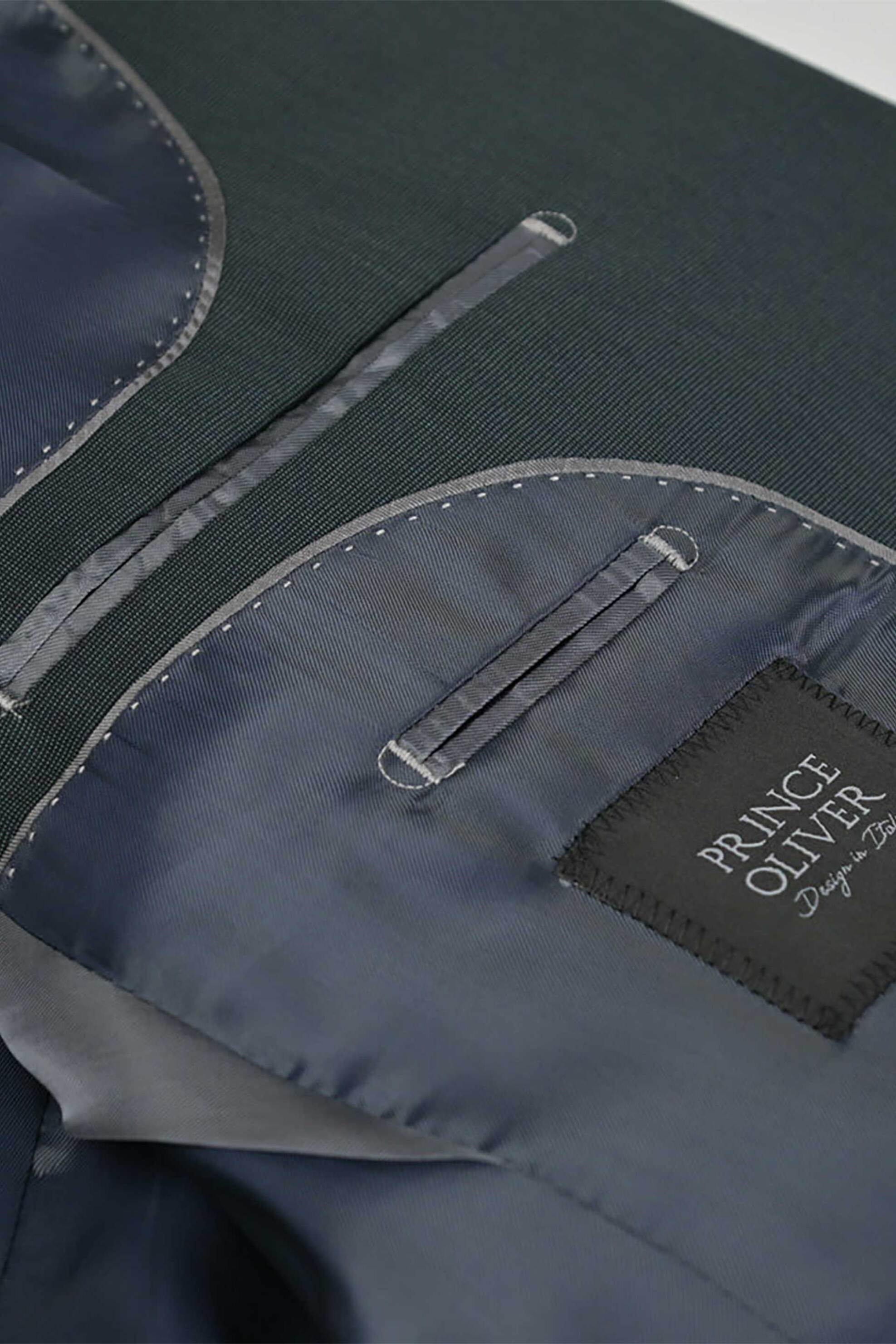 Prince Oliver ανδρικό σακάκι μονόχρωμο Modern Fit - 11989043 Πράσινο Σκούρο φωτογραφία