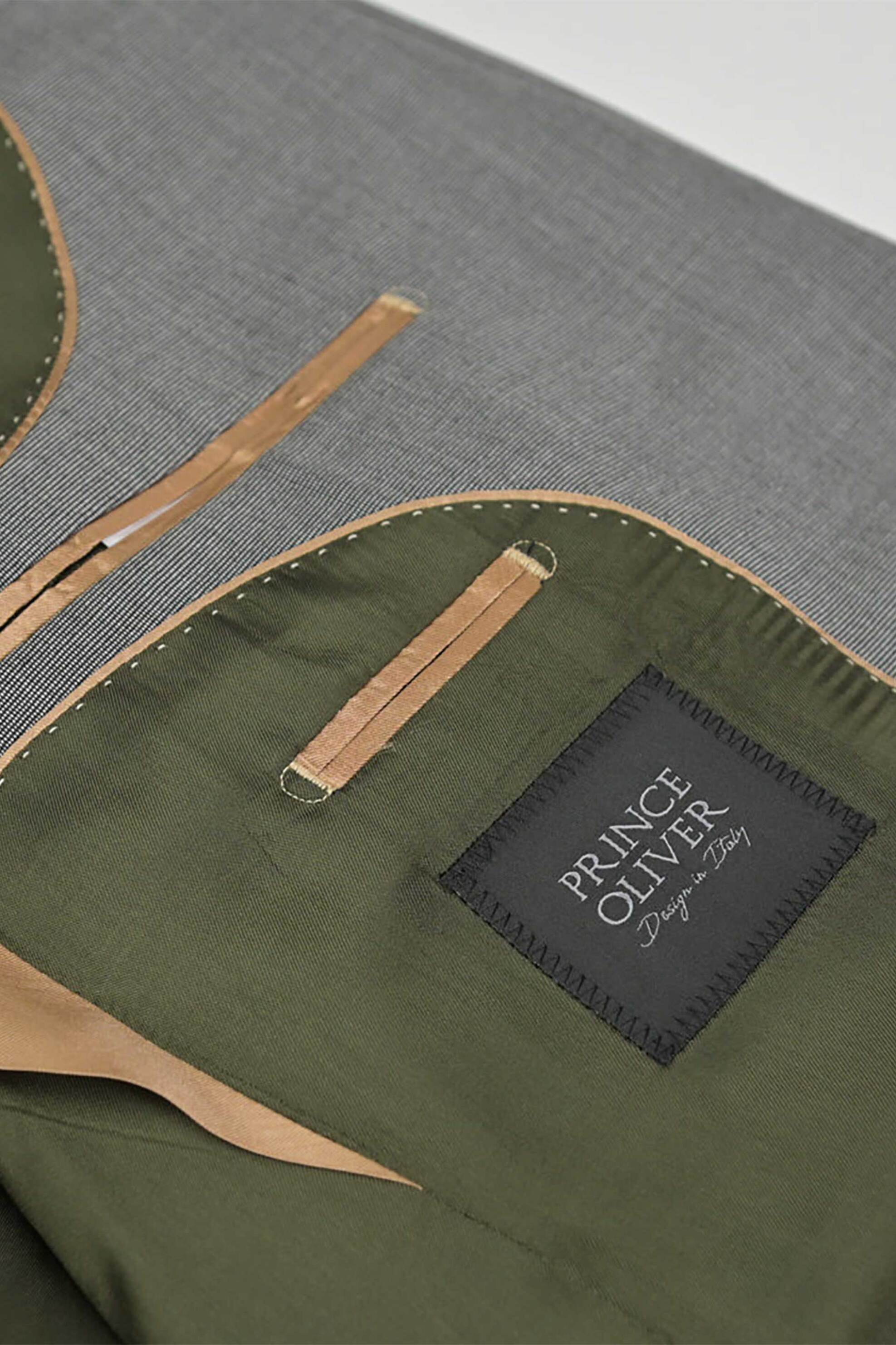 Prince Oliver ανδρικό σακάκι μονόχρωμο Modern Fit - 11989043 Γκρι φωτογραφία