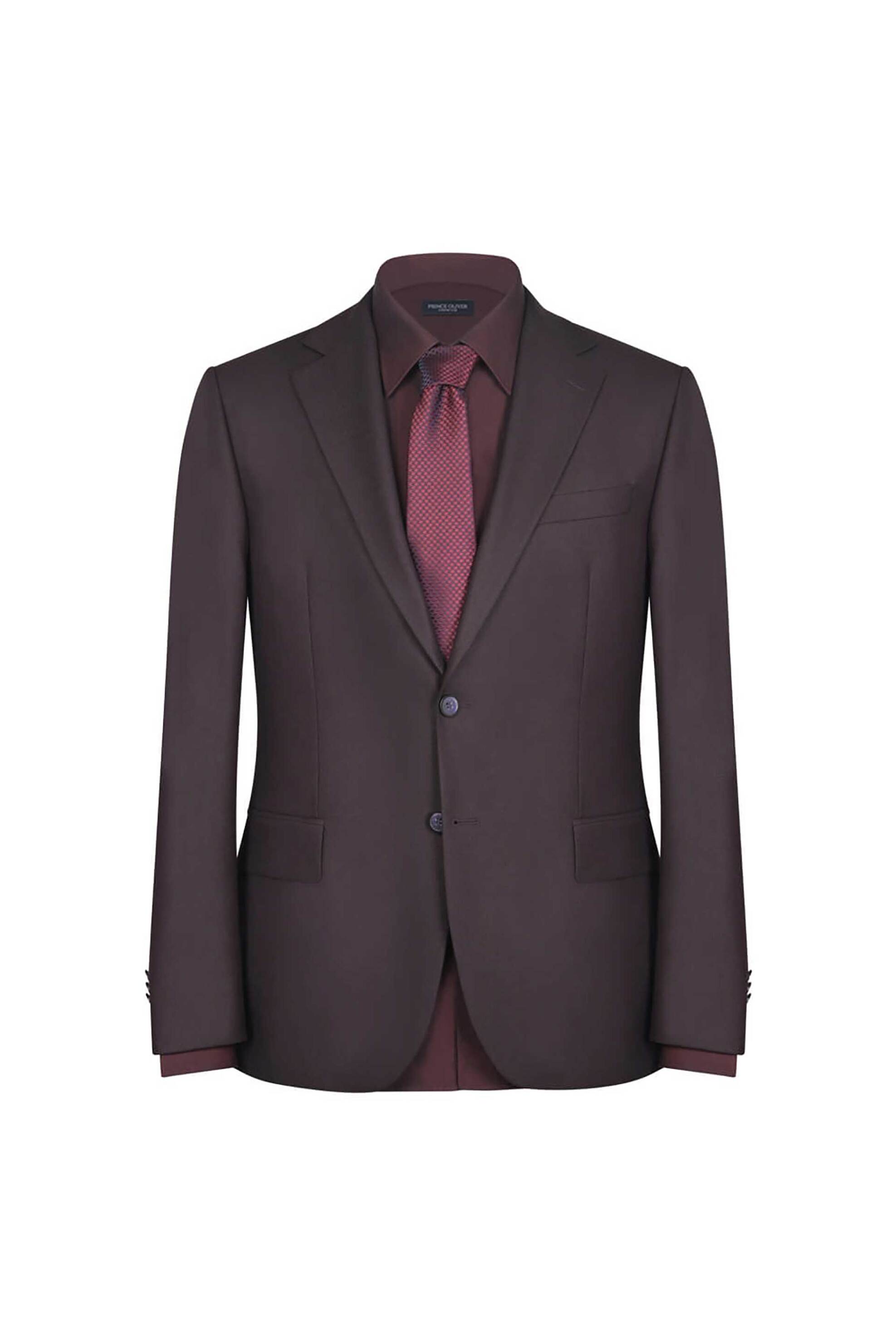 Prince Oliver ανδρικό σακάκι μονόχρωμο Modern Fit - 11989045 Μπορντό φωτογραφία
