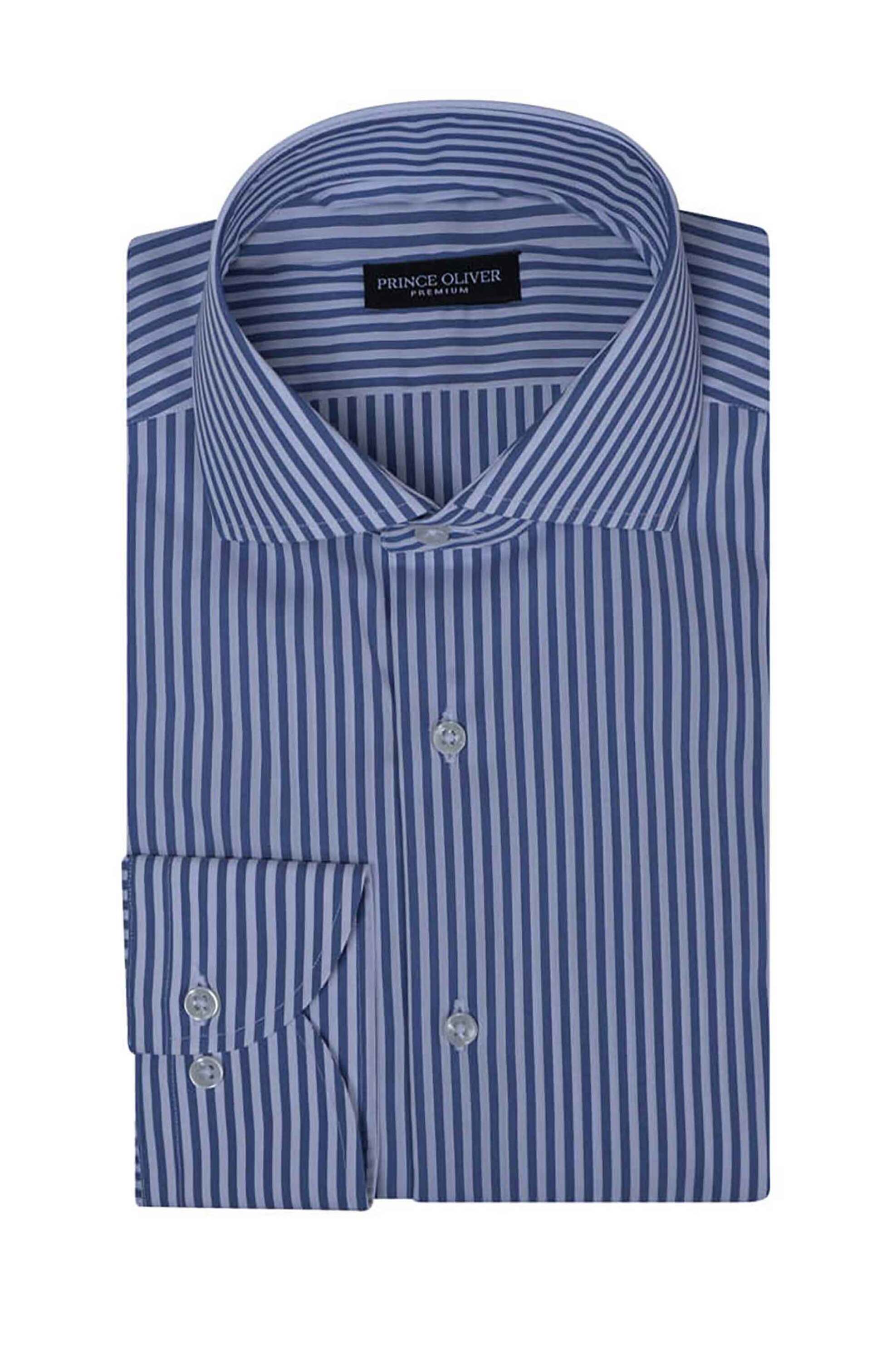 Prince Oliver ανδρικό πουκάμισο με ριγέ σχέδιο Modern Fit - 20049200 Μπλε