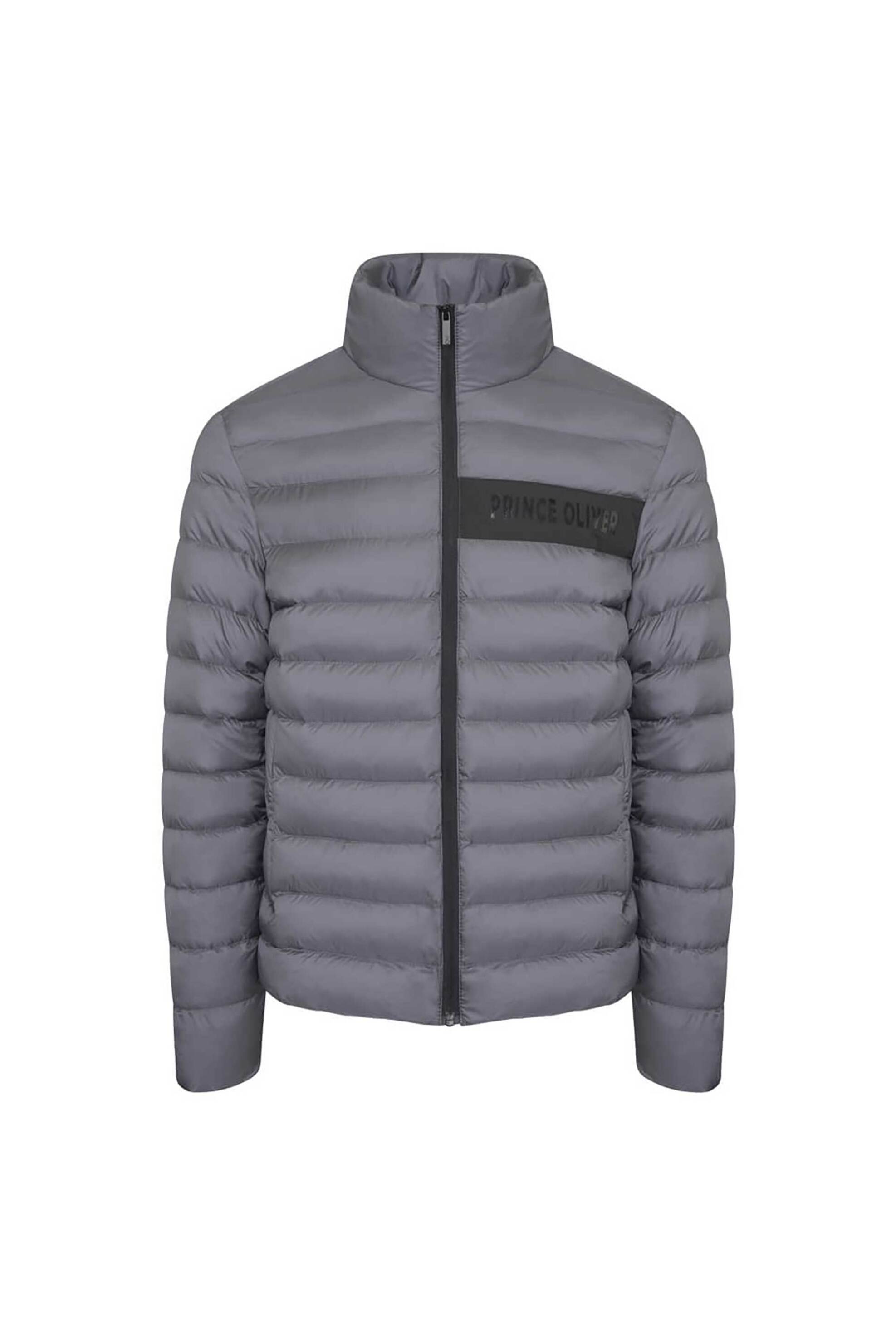 Prince Oliver ανδρικό μπουφάν αδιάβροχο καπιτονέ με 3D logo Modern Fit - 40580001 Γκρι φωτογραφία