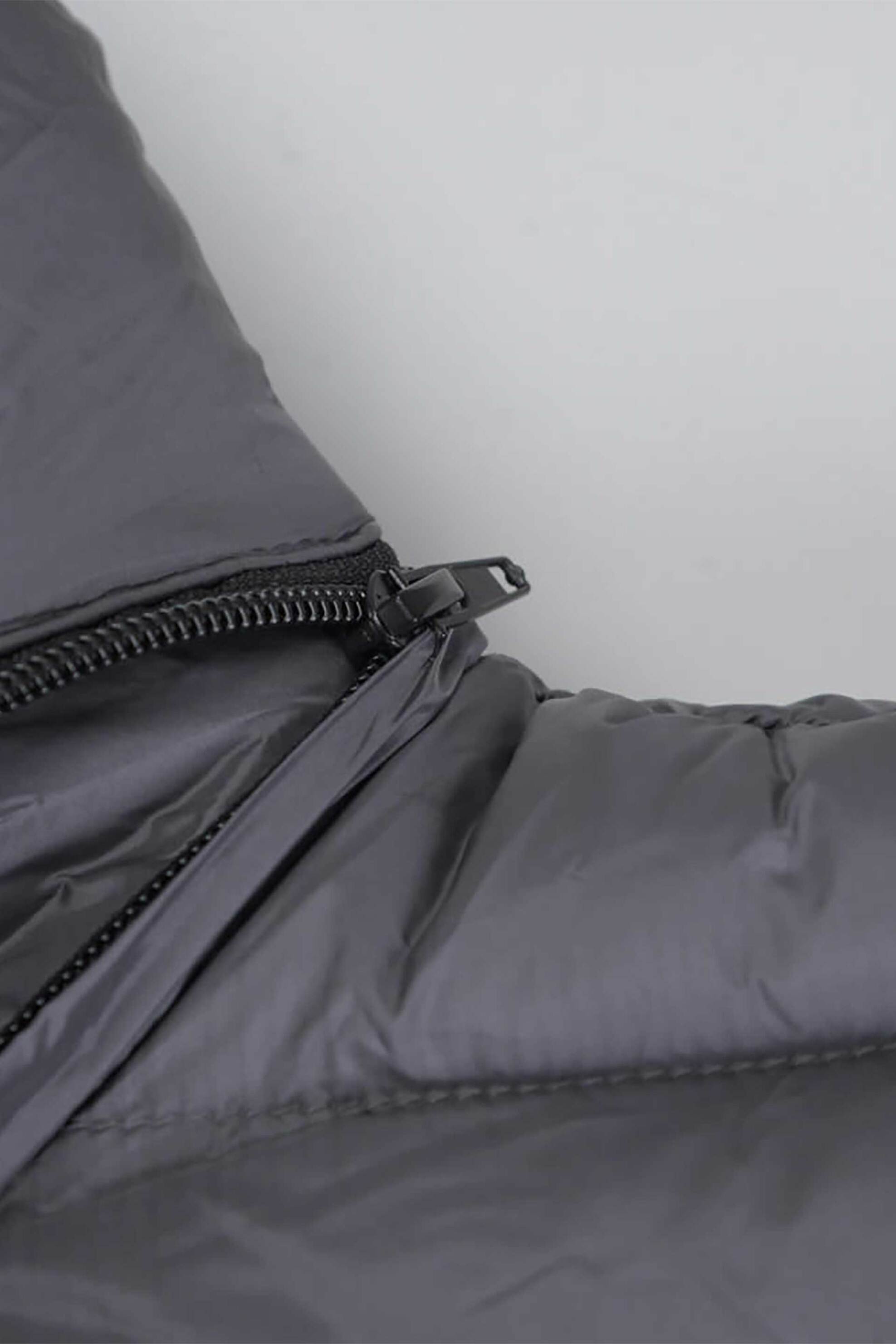 Prince Oliver ανδρικό μπουφάν αδιάβροχο καπιτονέ με logo print και αποσπώμενη κουκούλα Modern Fit - 40580002 Γκρι φωτογραφία