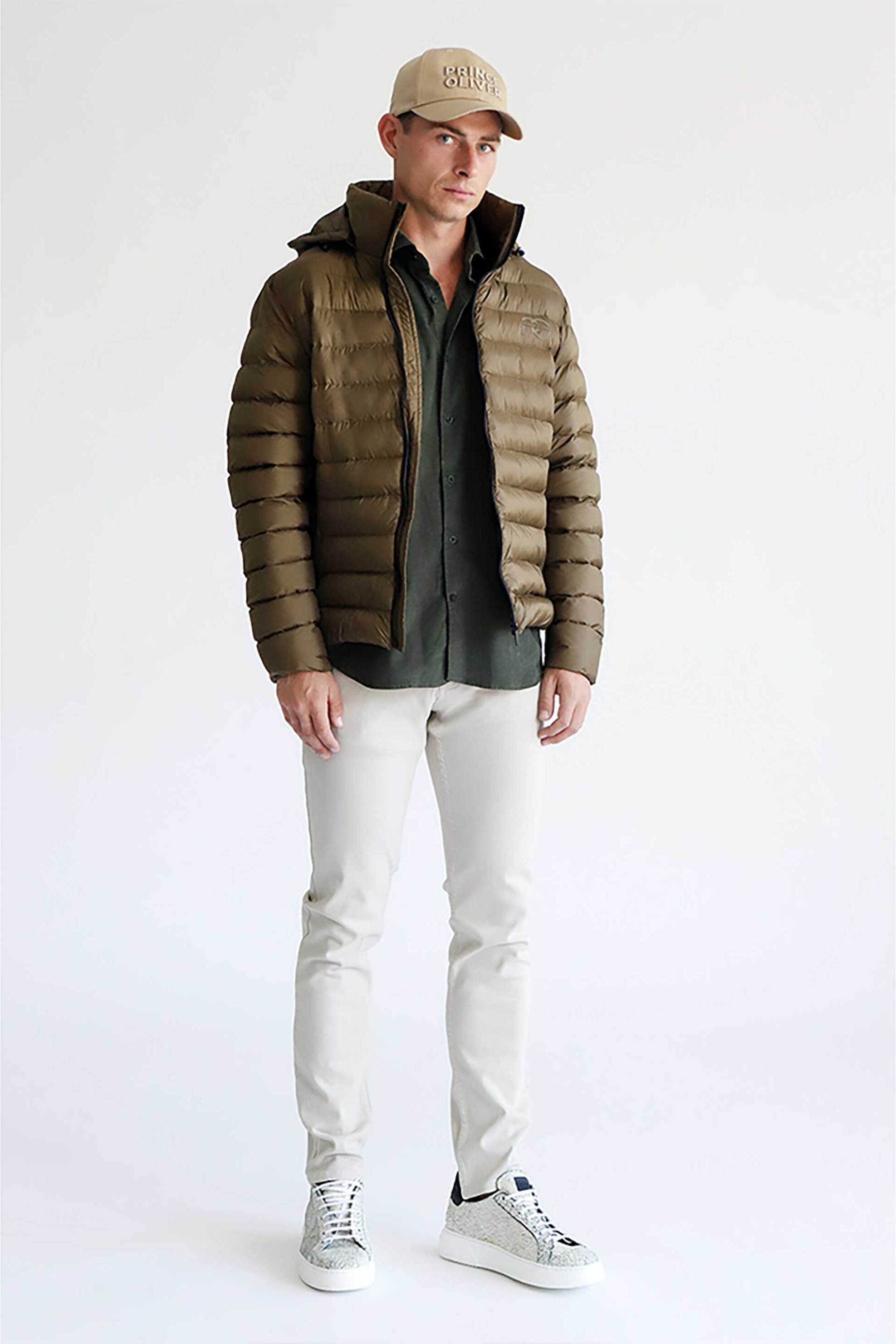 PRINCE OLIVER Prince Oliver ανδρικό τζιν παντελόνι πεντάτσεπο Comfort Slim Fit - 10582004 Εκρού