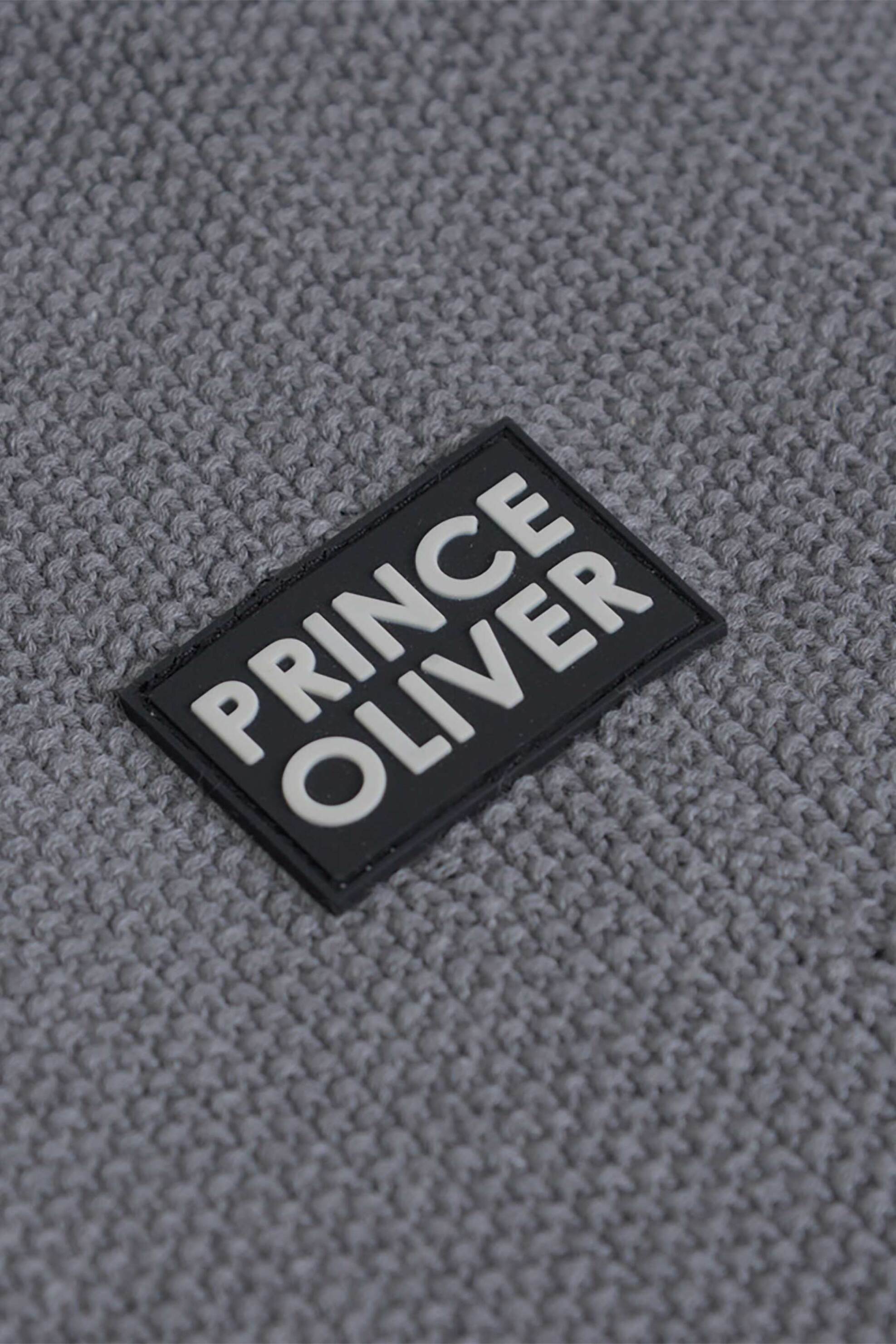 Prince Oliver ανδρικό πουλόβερ με logo patch Modern Fit - 63256002 Γκρι φωτογραφία