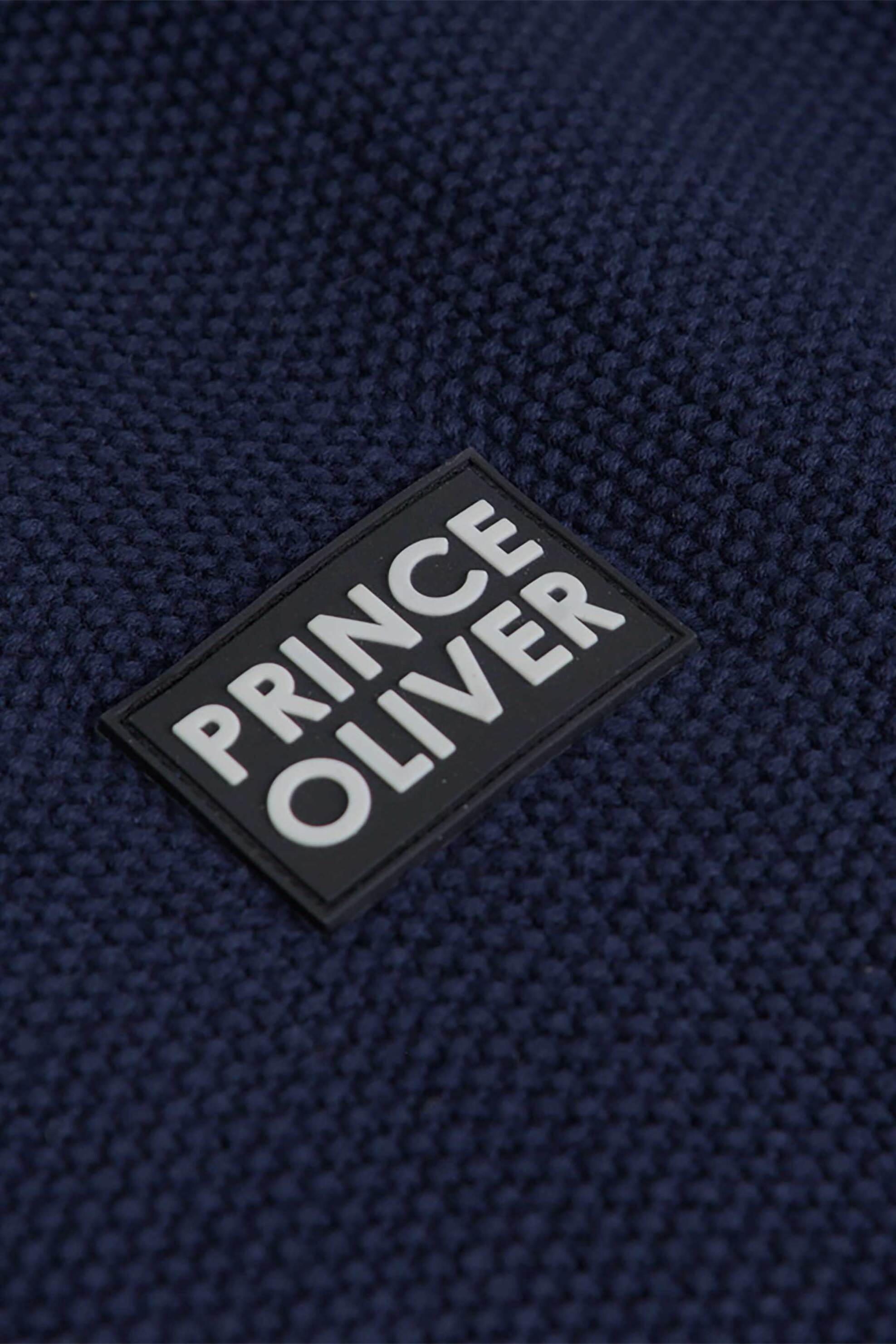 Prince Oliver ανδρικό πουλόβερ με logo patch Modern Fit - 63256002 Μπλε Σκούρο φωτογραφία
