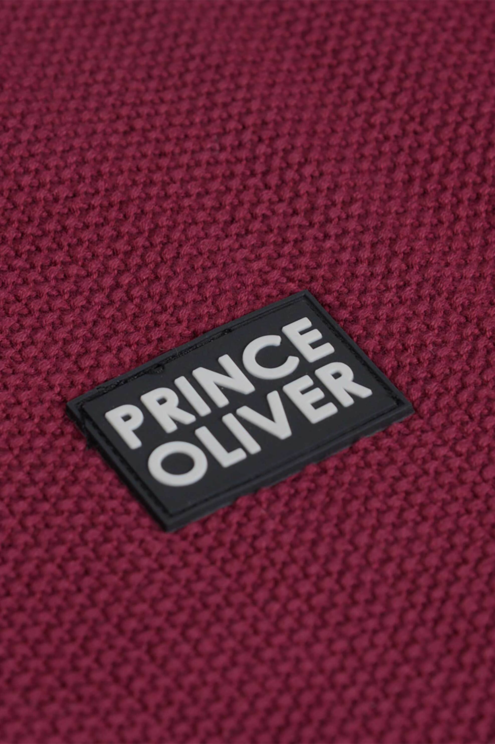 Prince Oliver Ανδρικό Πουλόβερ με Logo Patch Modern Fit - 63256002 Μπορντό