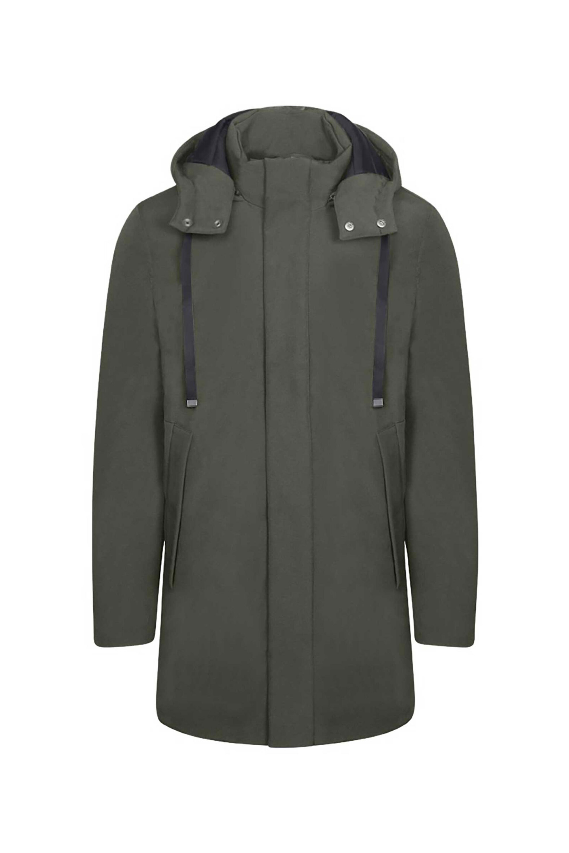 Prince Oliver ανδρικό μπουφάν μονόχρωμο με κουκούλα Modern Fit - 40941021 Λαδί