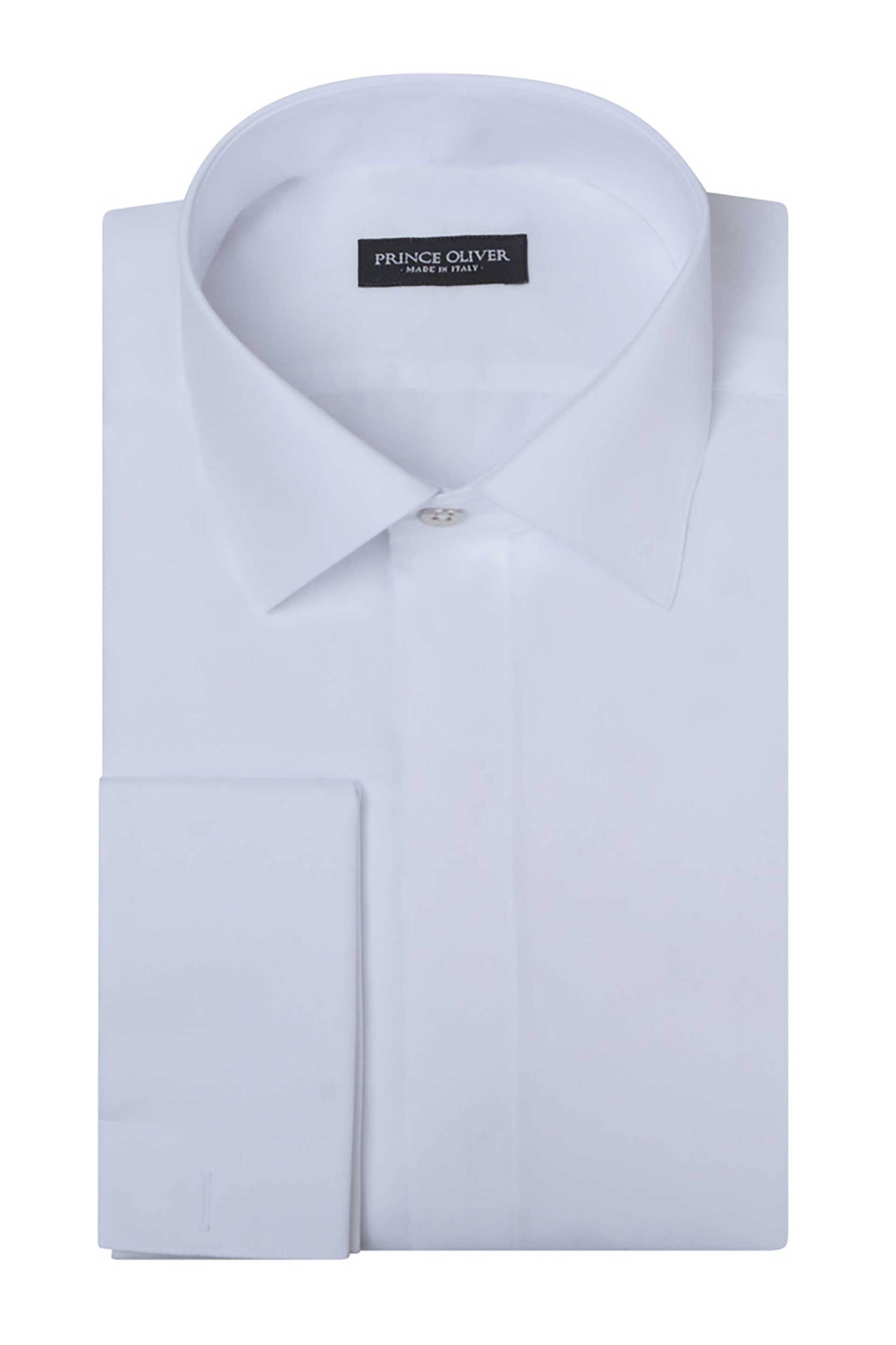 Prince Oliver ανδρικό πουκάμισο σμόκιν για μανικετόκουμπα Modern Fit - 20049280 Λευκό