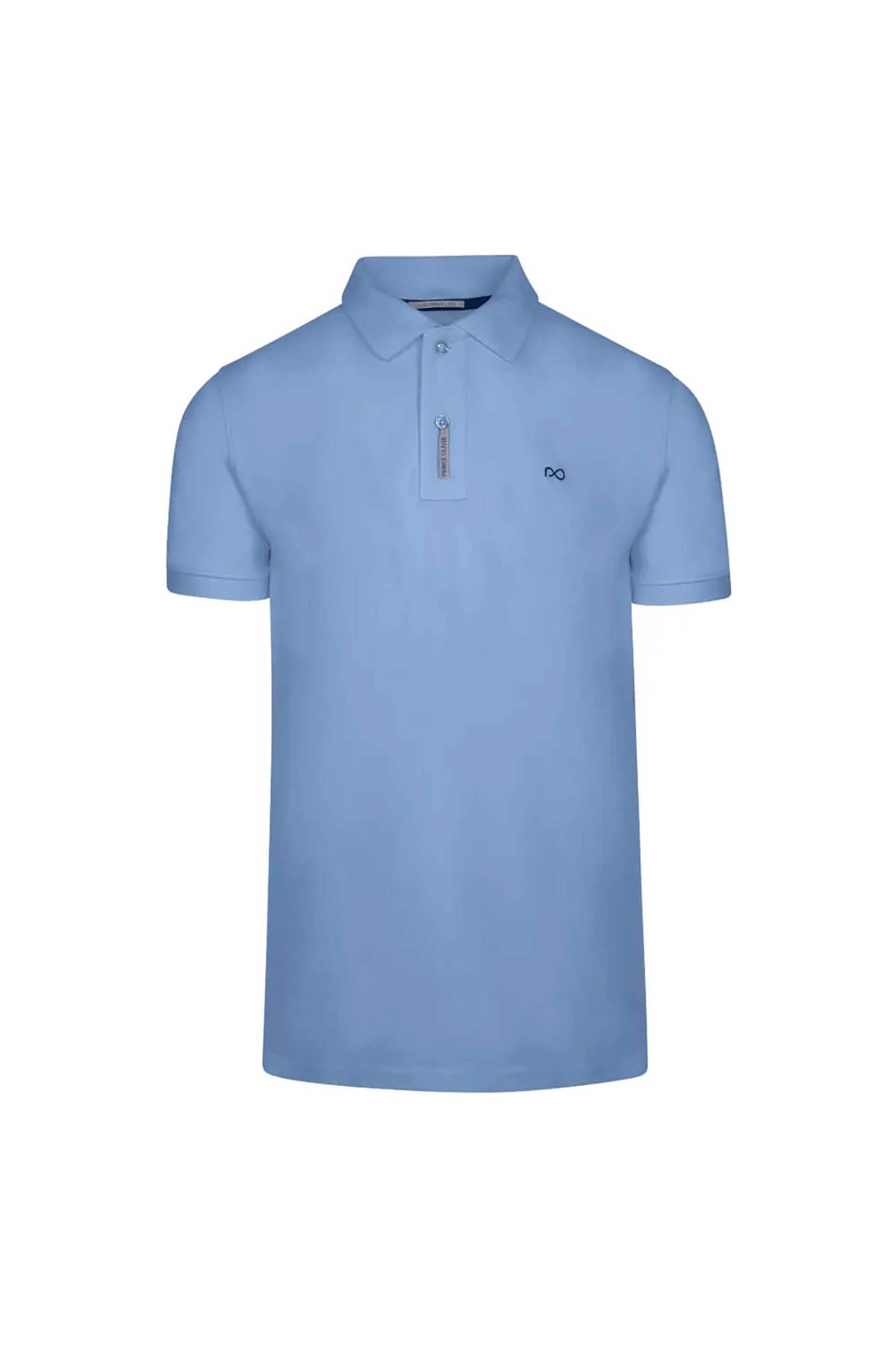 Prince Oliver ανδρική μπλούζα πόλο πικέ κοντομάνικη με κεντημένο λογότυπο Regular Fit - 60256016 Γαλάζιο