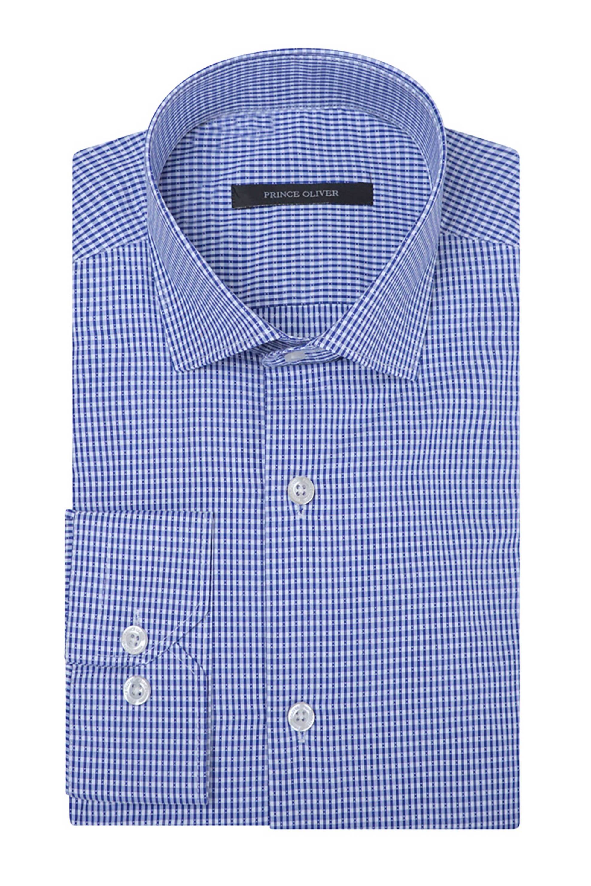 Prince Oliver ανδρικό πουκάμισο με καρό σχέδιο Modern Fit - 20059306 Μπλε