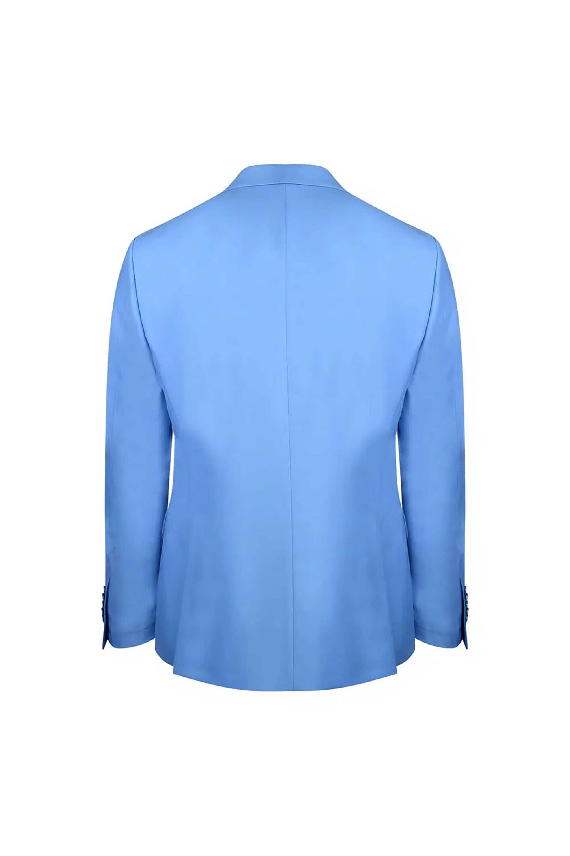 Prince Oliver ανδρικό μάλλινο κοστούμι μονόχρωμο Modern Fit - 12989030 Γαλάζιο φωτογραφία