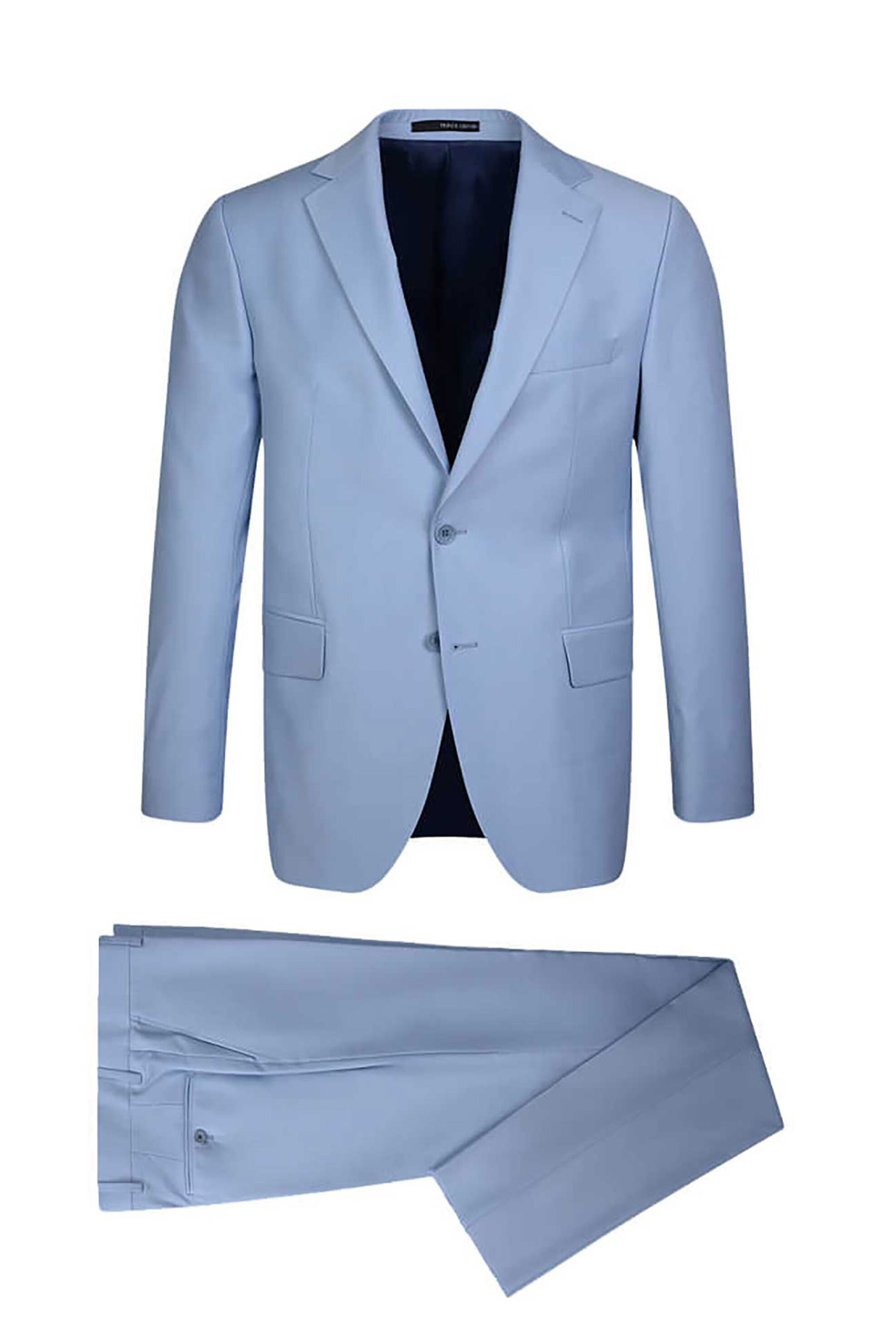 Prince Oliver ανδρικό μάλλινο κοστούμι μονόχρωμο Modern Fit - 12989030 Γκρι