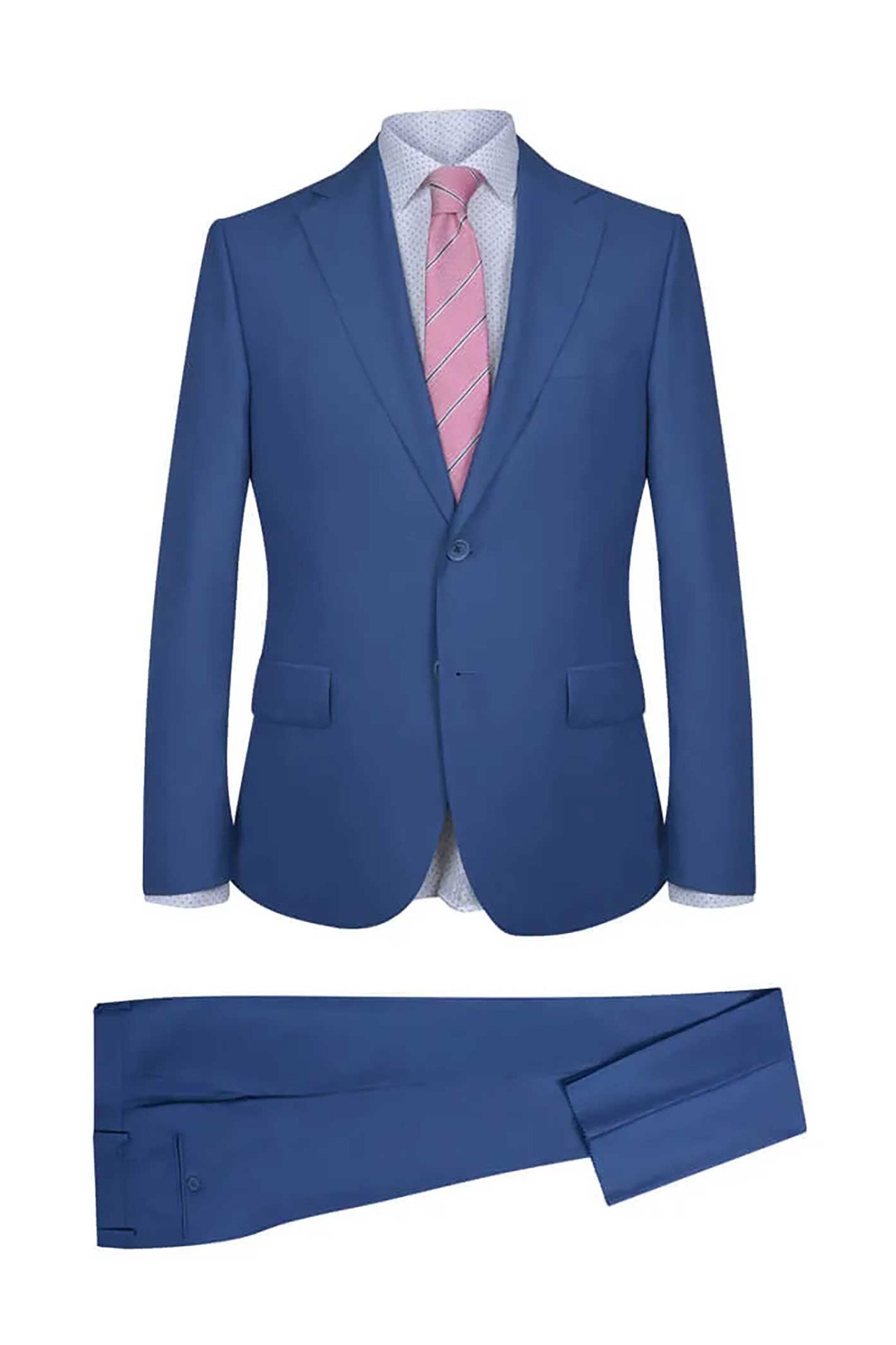 Prince Oliver ανδρικό κοστούμι μoνόχρωμο Modern Fit - 12989040 Μπλε