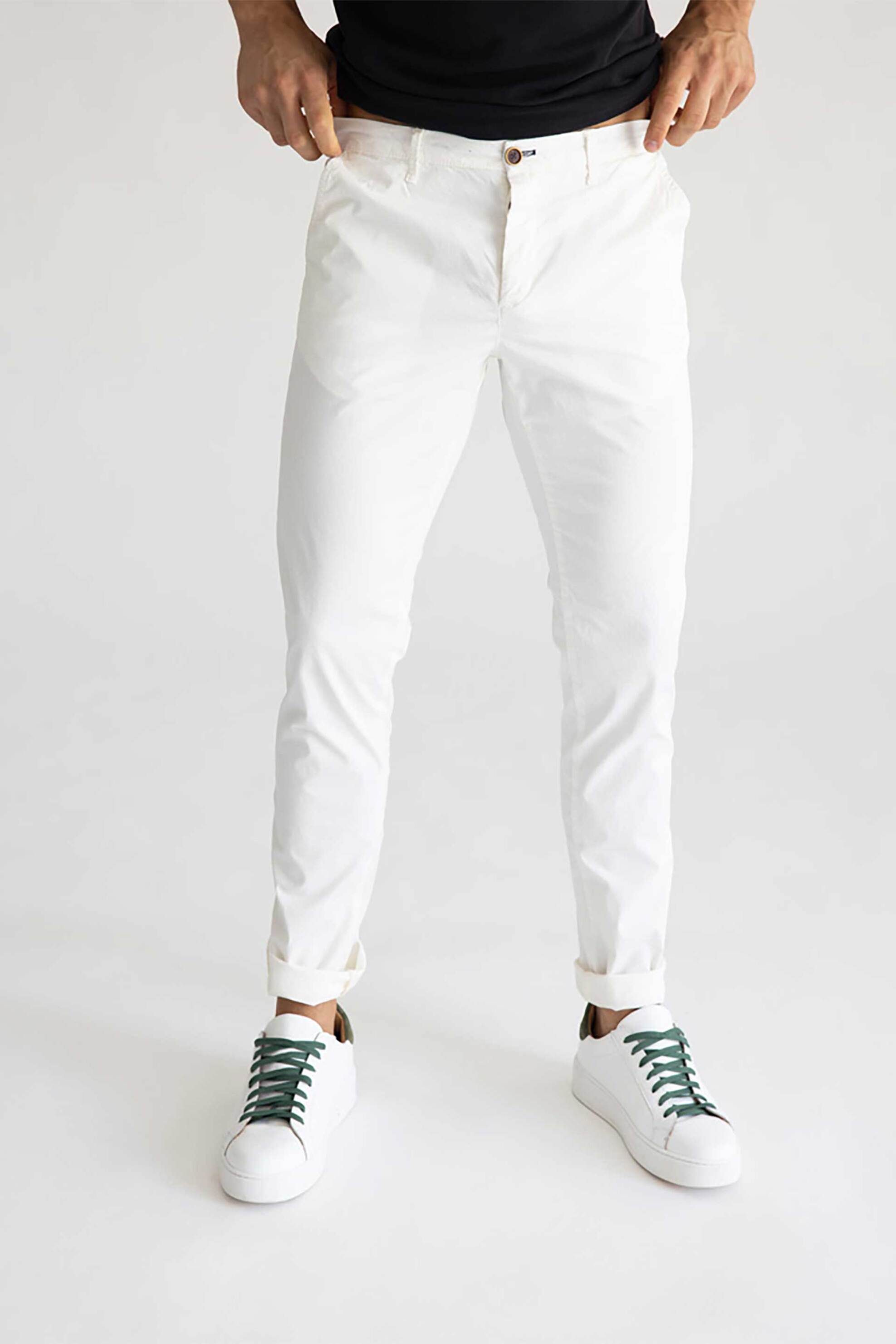 PRINCE OLIVER Prince Oliver ανδρικό παντελόνι chino Modern Fit - 10672045 Λευκό