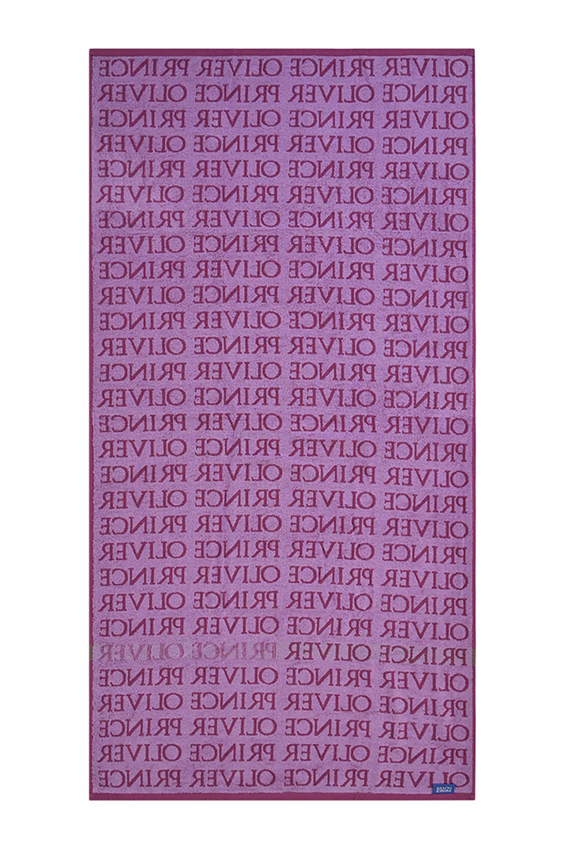 Prince Oliver unisex πετσέτα θαλάσσης διπλής όψης με βελούδινη jacquard υφή και all-over logo - 43129001 Φούξια φωτογραφία