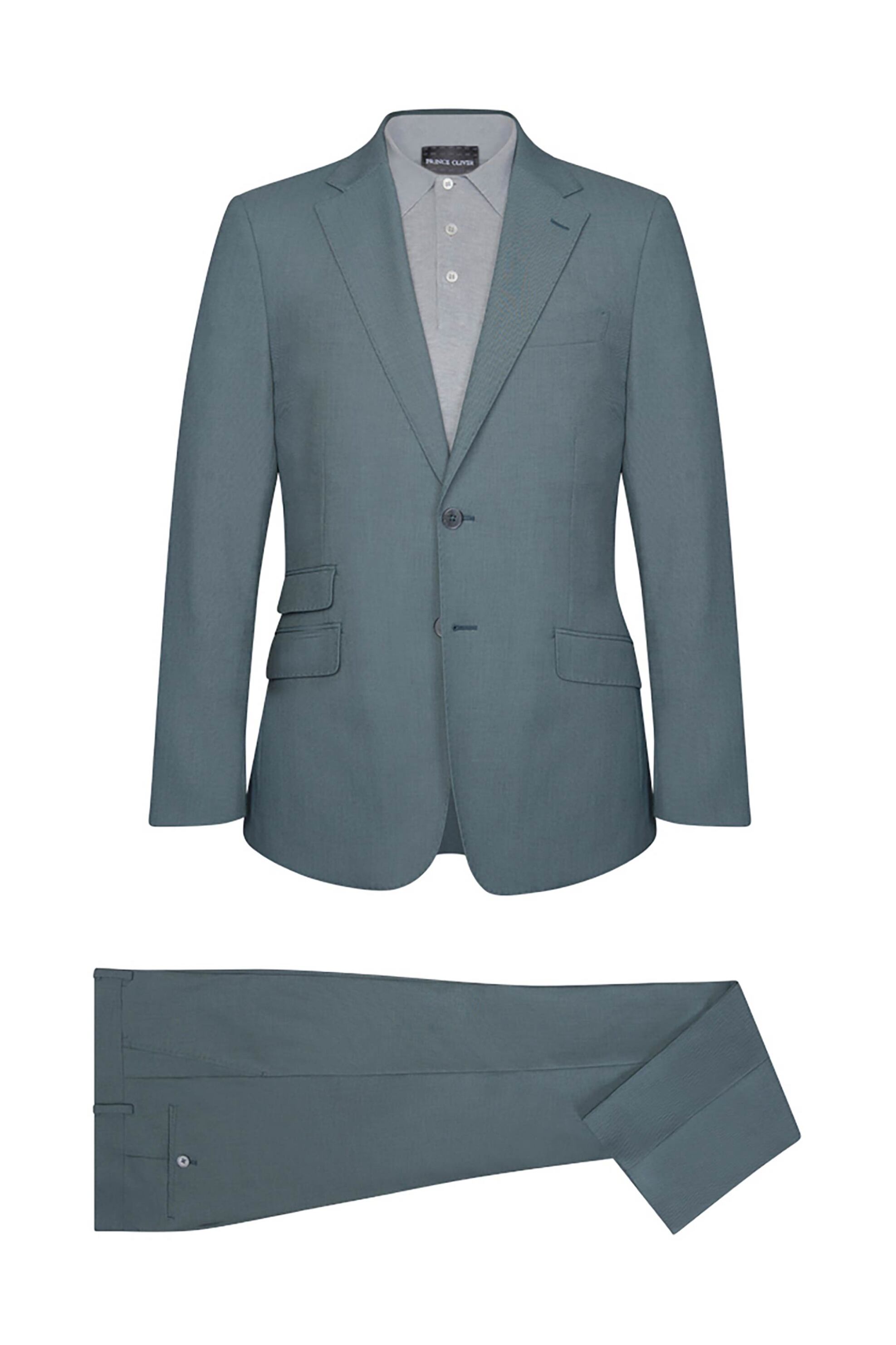 PRINCE OLIVER Prince Oliver ανδρικό κοστούμι μoνόχρωμο Modern Fit - 12603003 Πράσινο