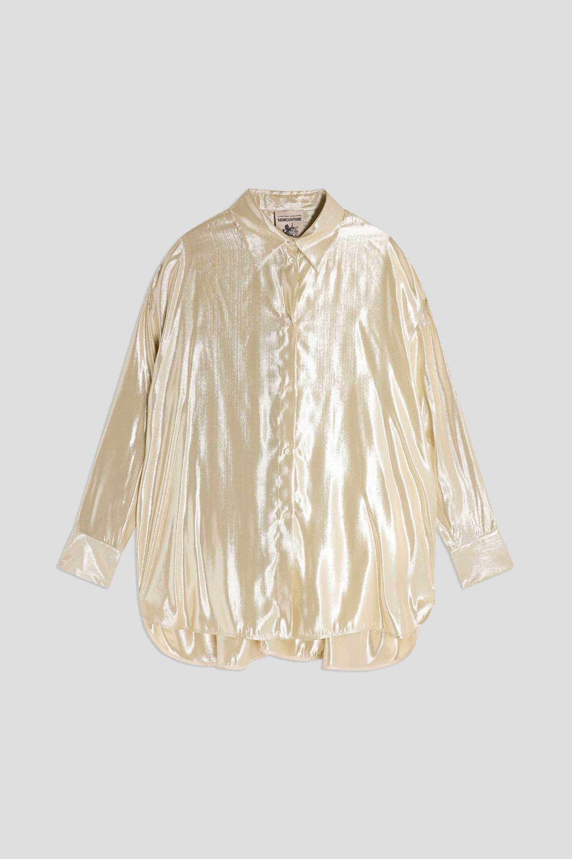 Semicouture γυναικείο πουκάμισο μεταλλιζέ με μετάξι "Thipanie" - S4WN03 Χρυσό φωτογραφία