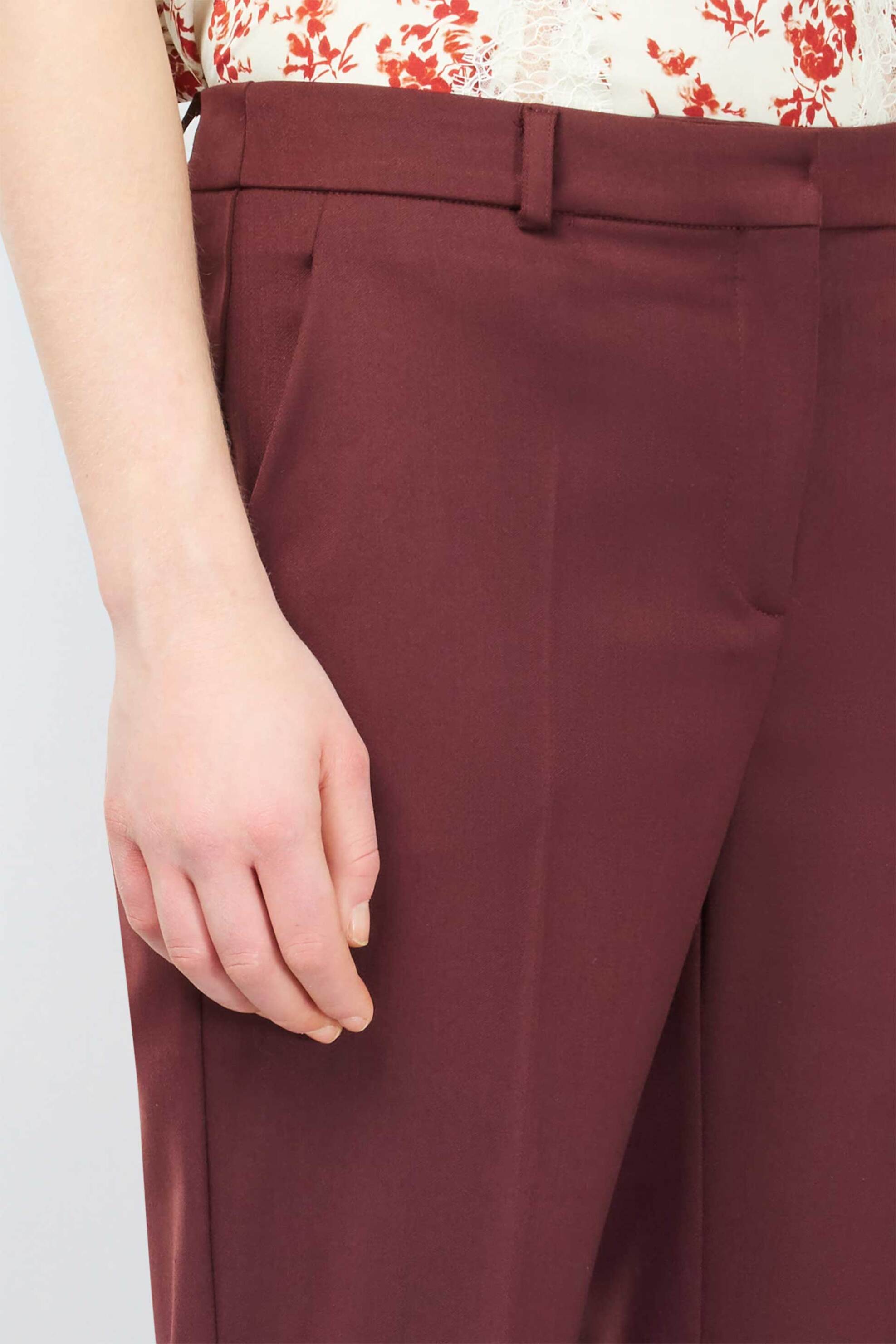 Semicouture γυναικείο cigarette παντελόνι μονόχρωμο "Susy" - S4WO09 Μπορντό φωτογραφία