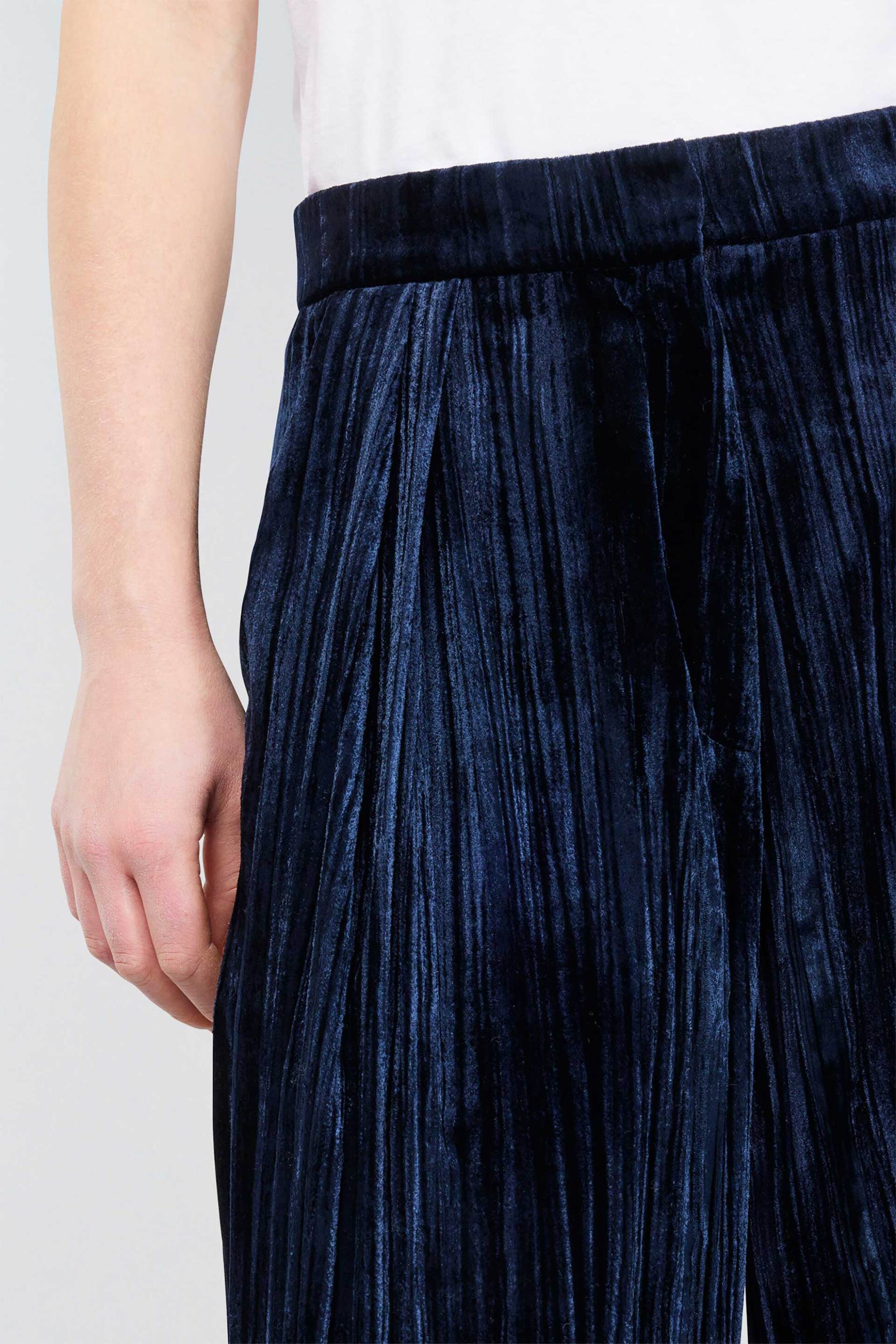 Semicouture γυναικείο παντελόνι με βελούδινη όψη "Astrelle" - S4WR09 Μπλε Σκούρο φωτογραφία