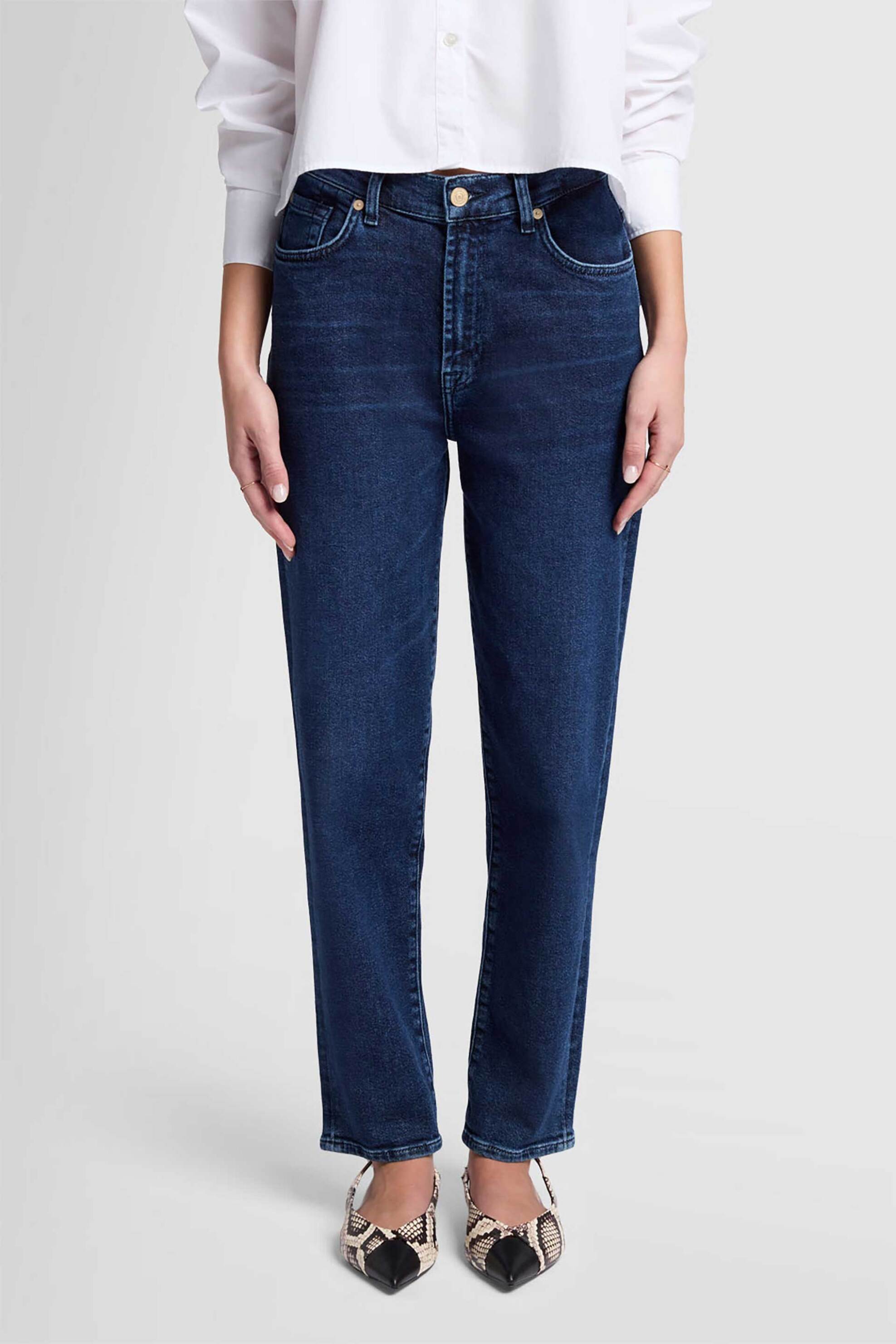 7 For All Mankind γυναικείο ψηλόμεσο τζιν παντελόνι πεντάτσεπο Straight Fit "Malia" - JSA7A910LC Denim Blue Σκούρο φωτογραφία