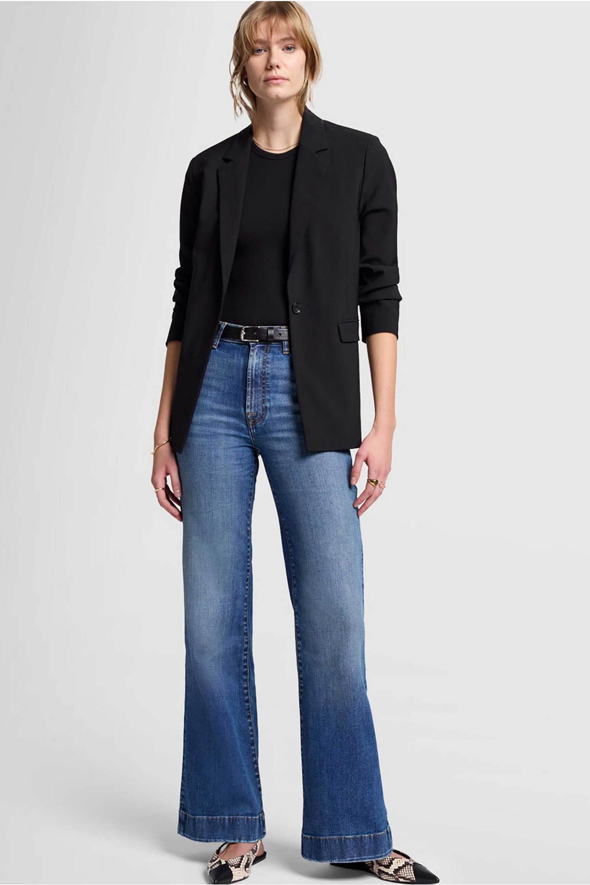 7 FOR ALL MANKIND 7 For All Mankind γυναικείο ψηλόμεσο τζιν παντελόνι πεντάτσεπο Relaxed Straight Fit "Modern Dojo" - JSWD44A0SY Denim Blue