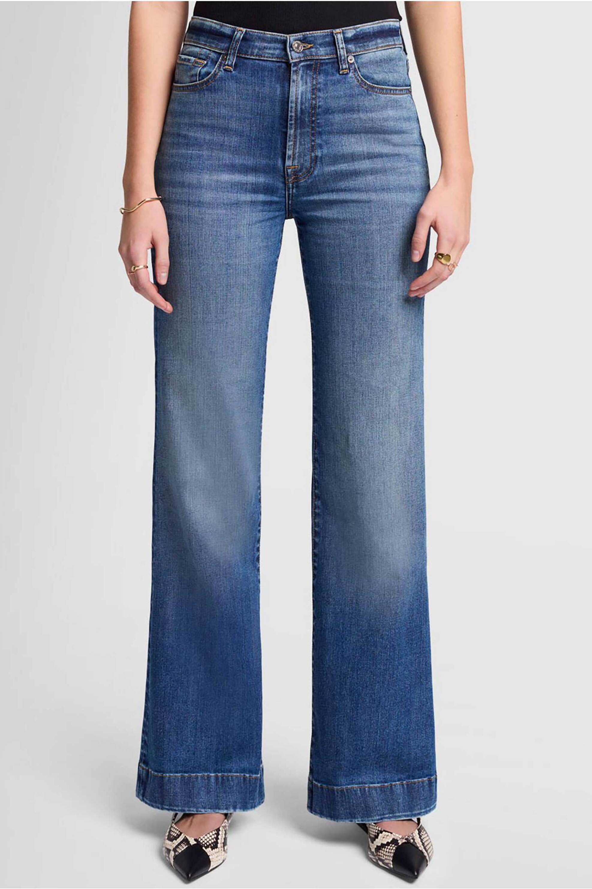 7 For All Mankind γυναικείο ψηλόμεσο τζιν παντελόνι πεντάτσεπο Relaxed Straight Fit "Modern Dojo" - JSWD44A0SY Denim Blue φωτογραφία