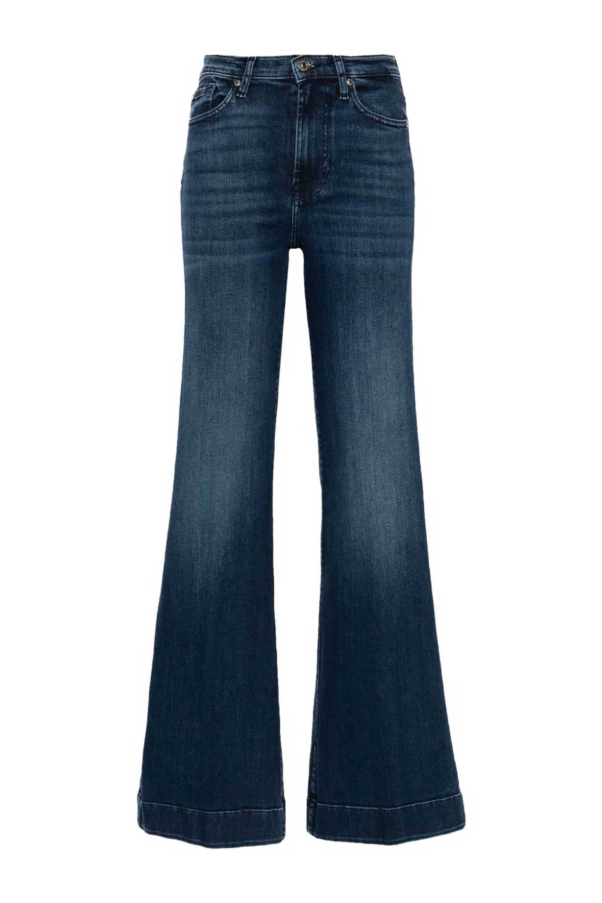 7 For All Mankind γυναικείο ψηλόμεσο τζιν παντελόνι πεντάτσεπο Relaxed Straight Fit "Modern Dojo" - JSWD44ASKK Denim Blue Σκούρο φωτογραφία