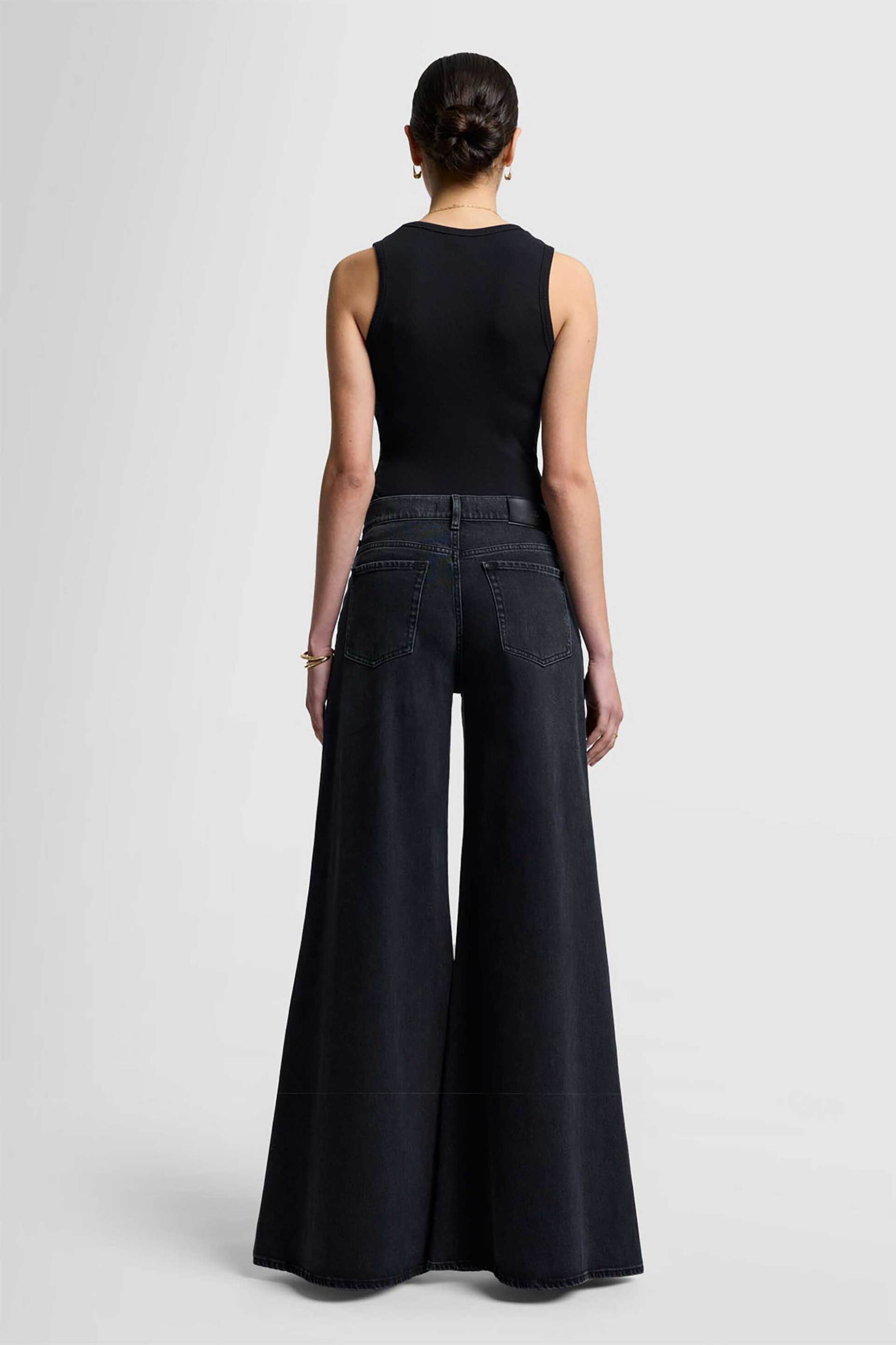 7 For All Mankind γυναικείο ψηλόμεσο τζιν παντελόνι πεντάτσεπο Wide Leg "Willow" - JSWWC310RB Μαύρο φωτογραφία