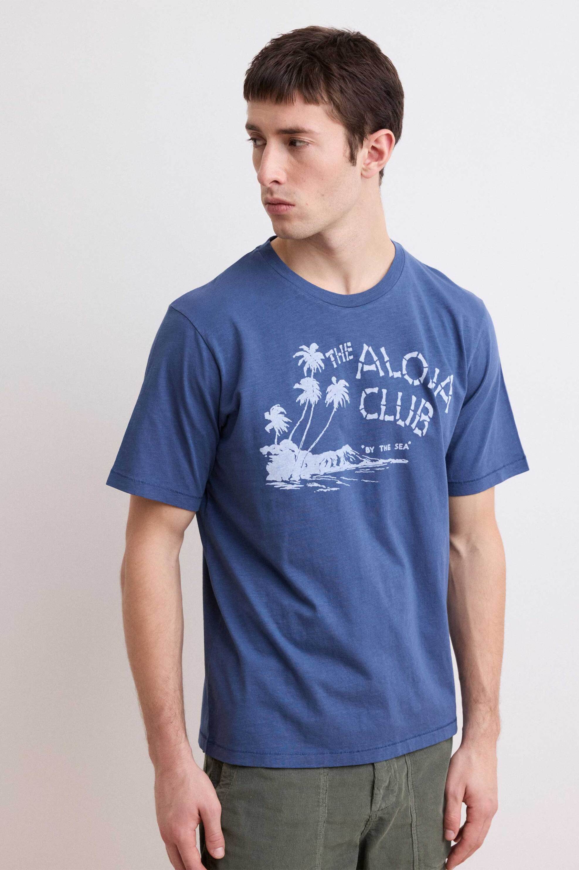 Hartford ανδρικό T-shirt με print - BD75303 Μπλε Σκούρο