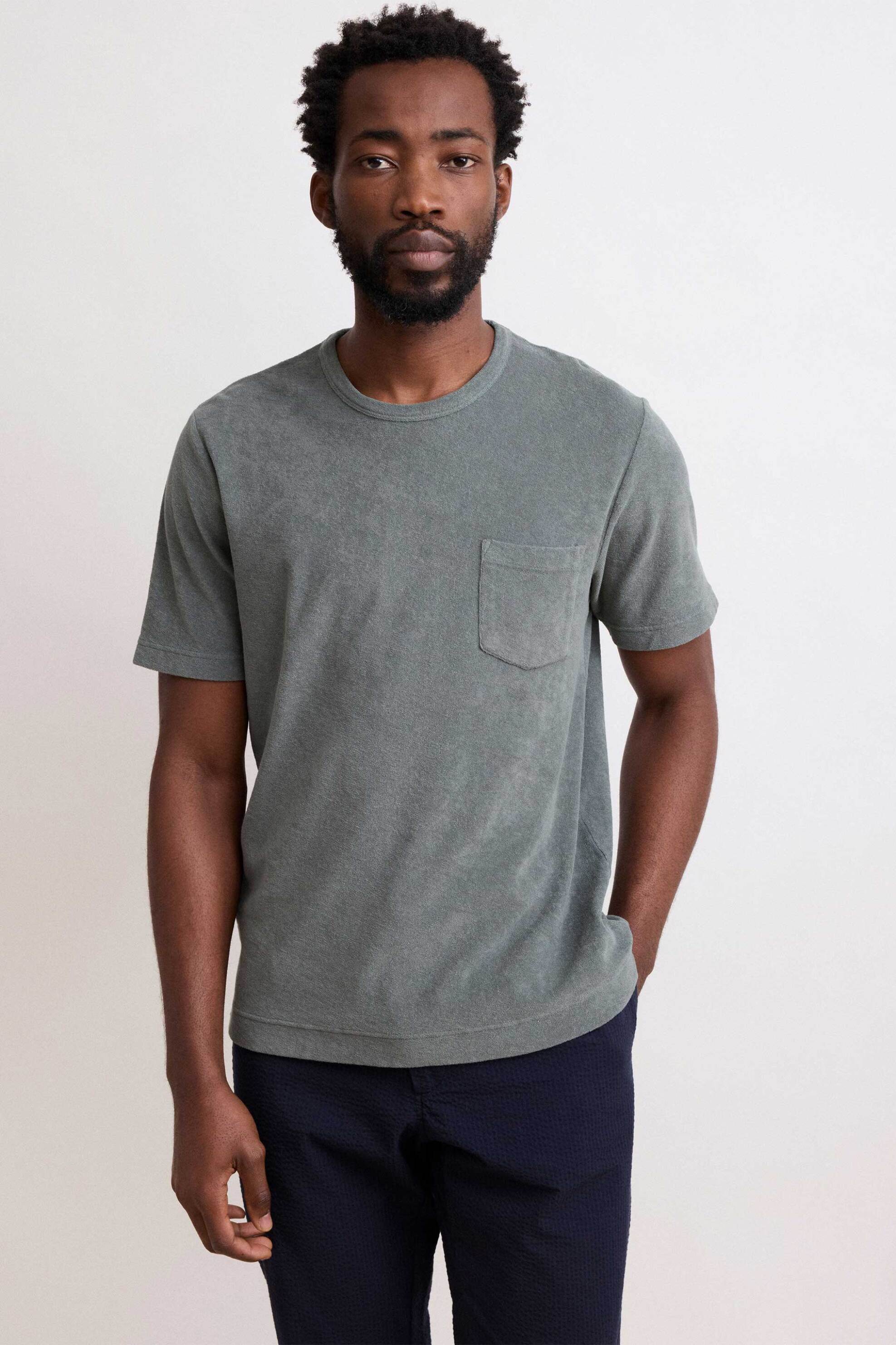 Hartford ανδρικό T-shirt μονόχρωμο με τσέπη στο στήθος - BD81304 Γκρι