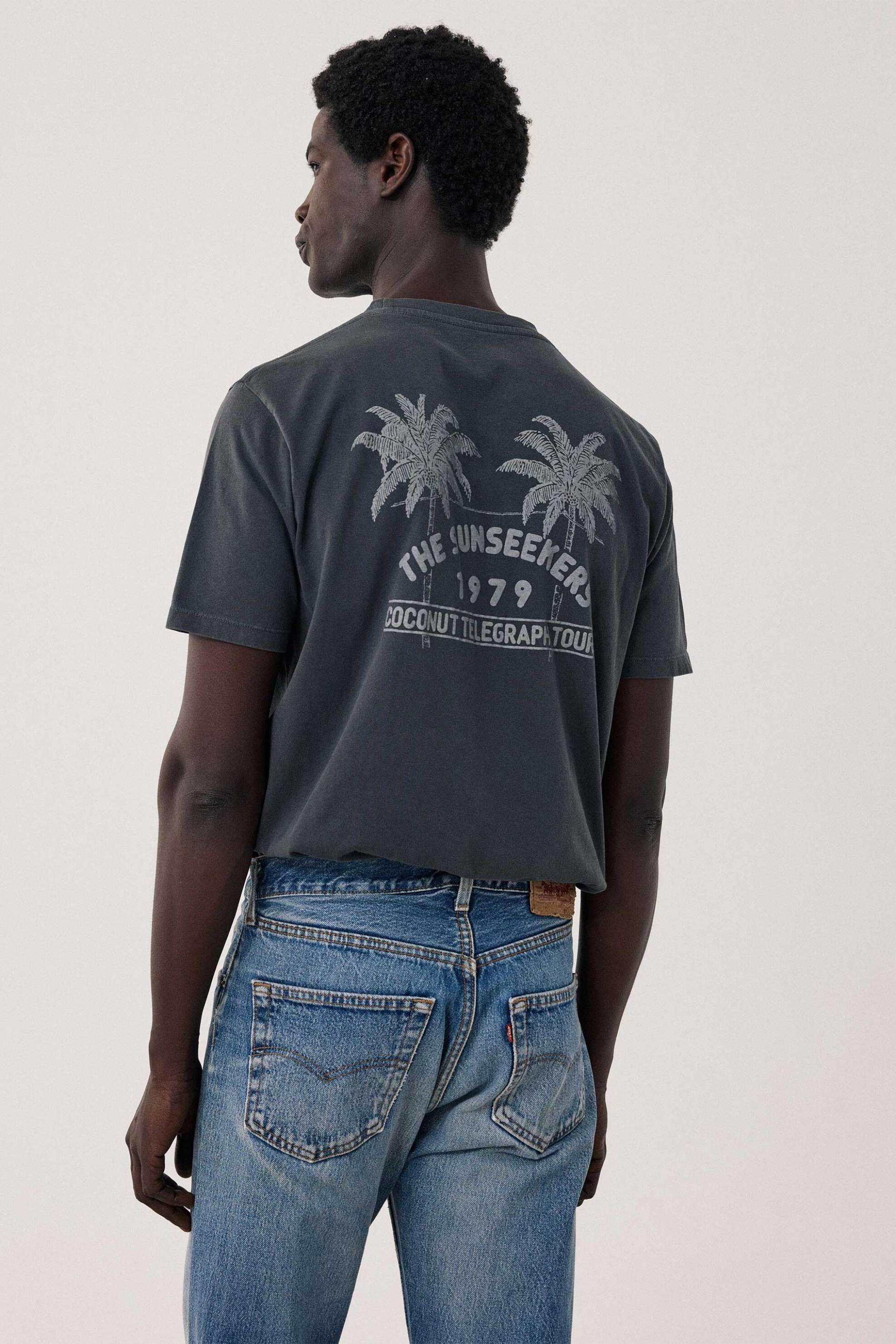 Hartford Ανδρικό T-Shirt με Print Oversized Boxy Fit - Bf73304 Ανθρακί