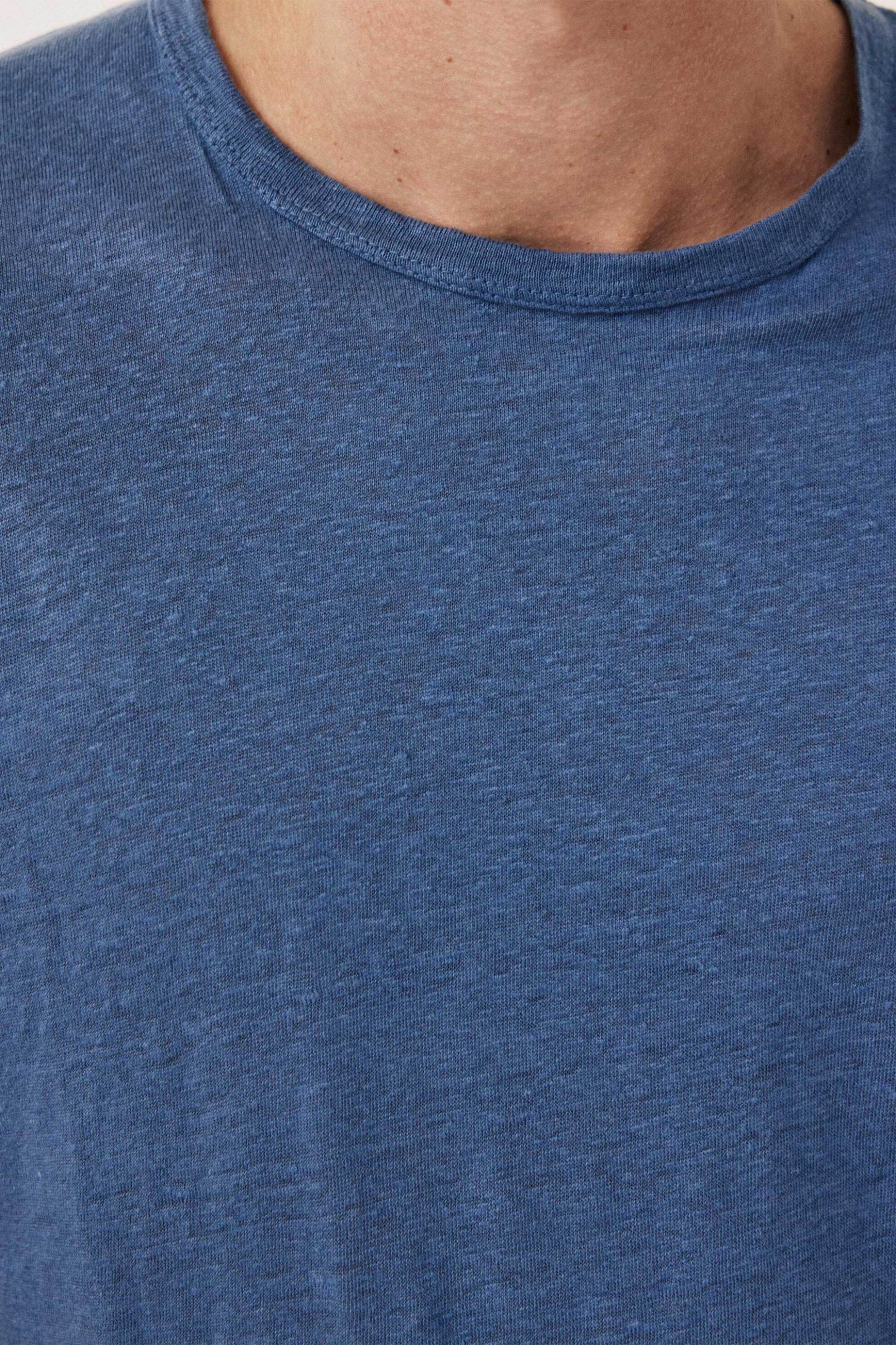 Hartford Ανδρικό Λινό T-Shirt Μονόχρωμο Regular Fit - Bf84307 Μπλε