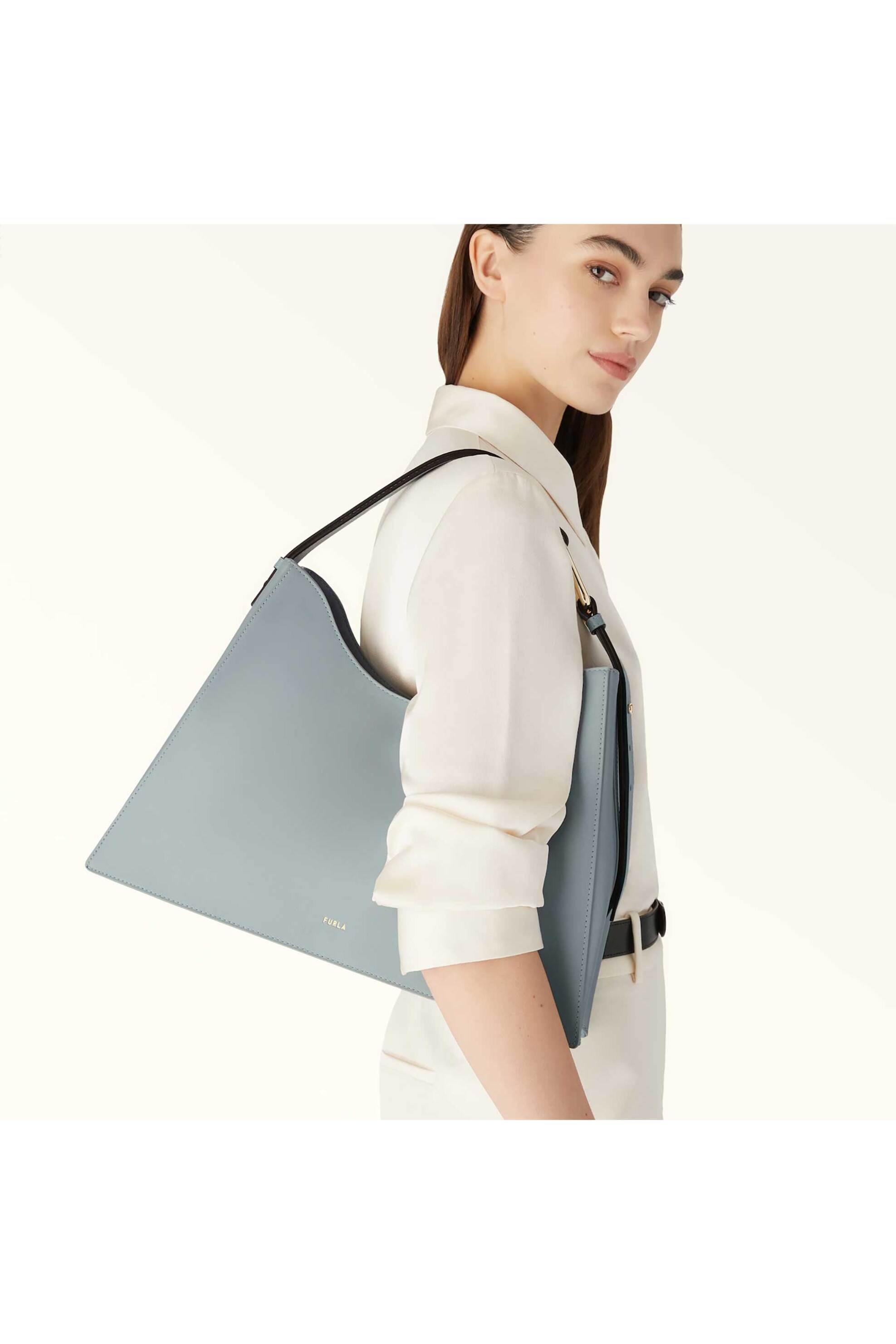 FURLA Furla γυναικεία δερμάτινη τσάντα ώμου "Nuvola Large" - WB01246-BX204555000 Σιελ - 4