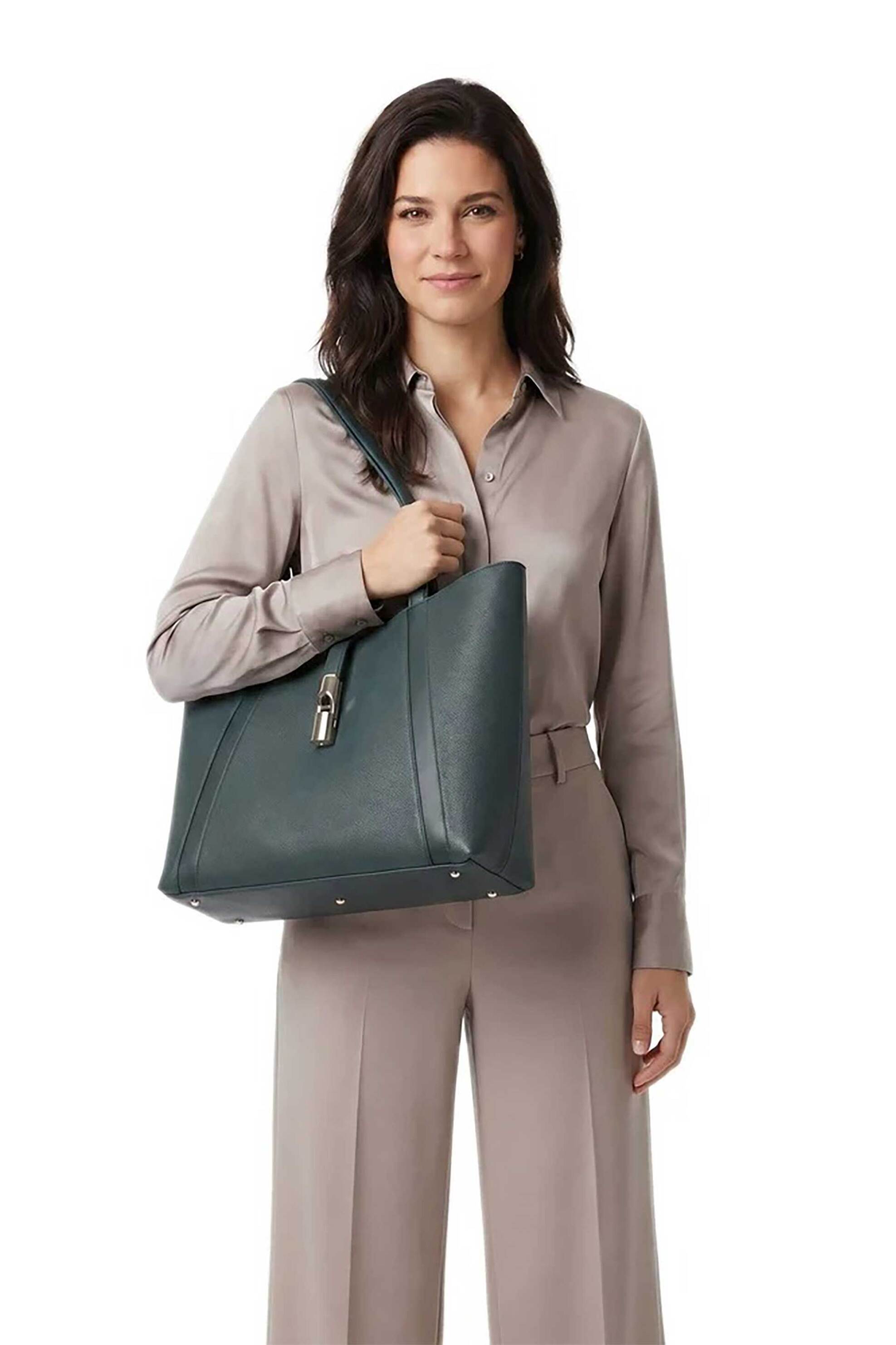 Furla Γυναικεία Δερμάτινη Τσάντα Ώμου Goccia Tote L - Wb01788-Bx3353 Κυπαρισσί
