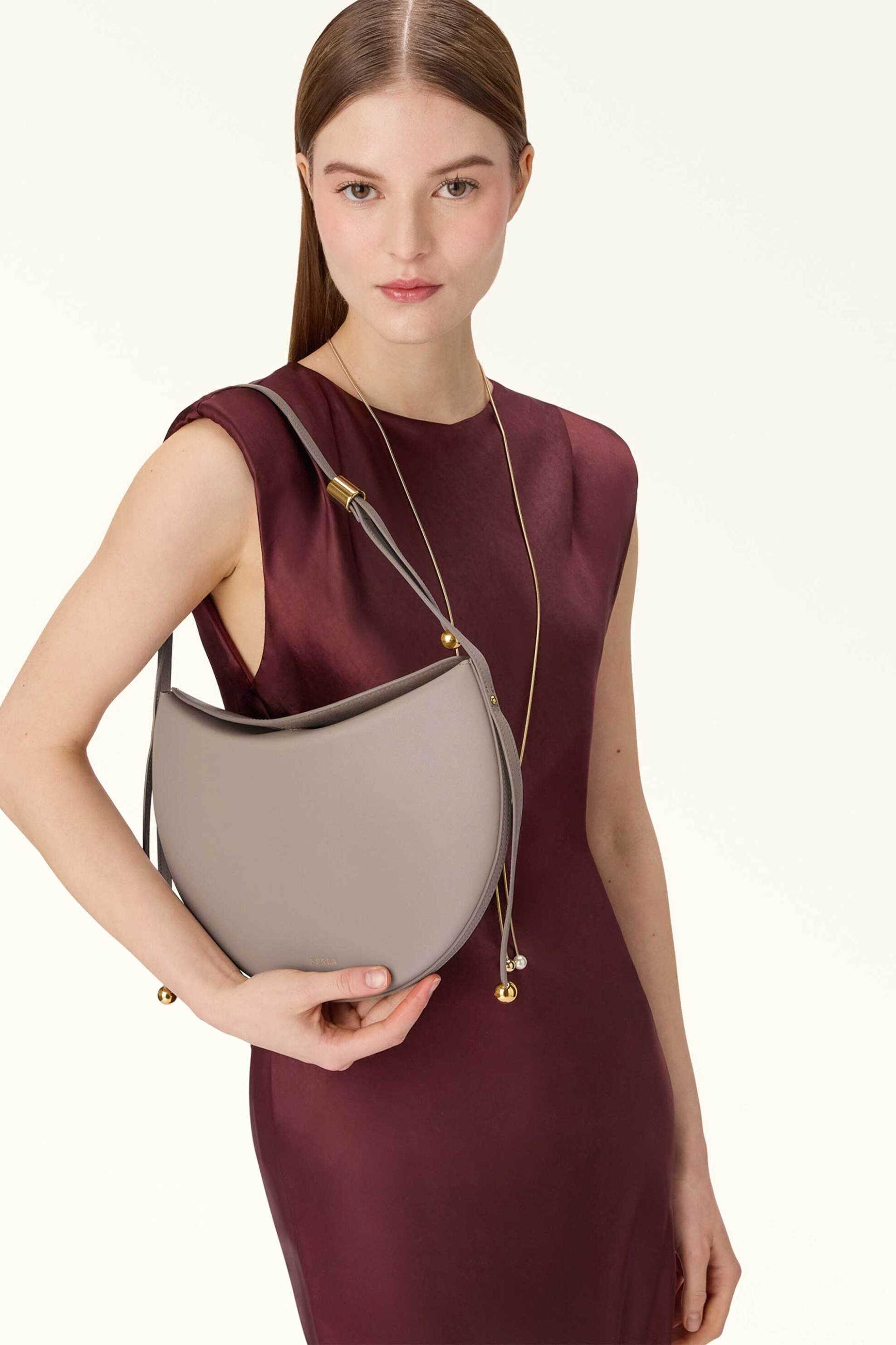 Furla Γυναικεία Τσάντα Ώμου Moonstone S - Wb01868-Bx3104 Γκρι Ανοιχτό