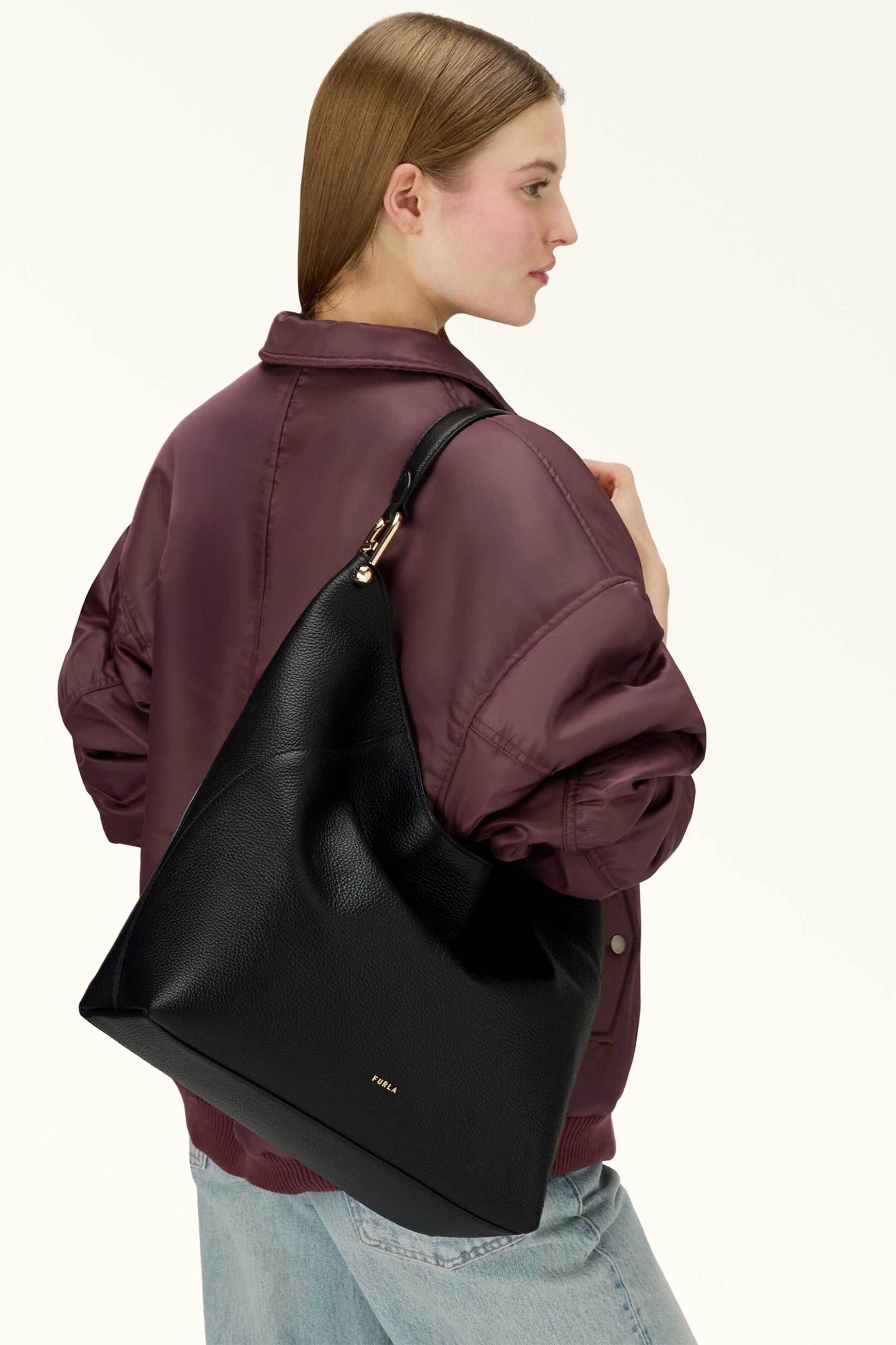 Furla Γυναικεία Δερμάτινη Τσάντα Ώμου Lara L - Wb01876-Hsf000 Μαύρο