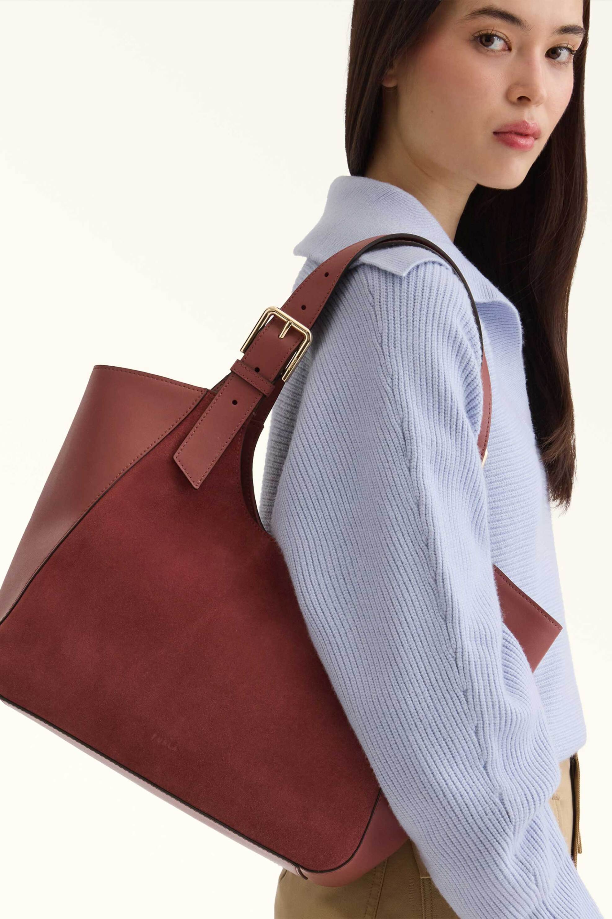 Furla Γυναικεία Δερμάτινη Τσάντα Ώμου Dora Tote M - Wb02012-Bx4018 Μπορντό